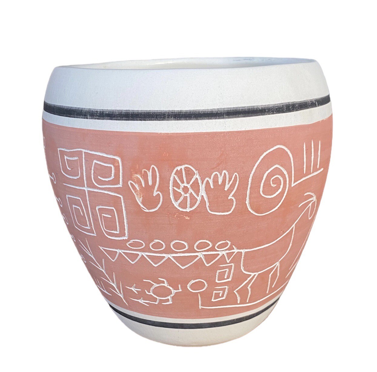 Anasazi “Ancestral Pueblo” Native American Pink Pottery Vase Signed Sagg, 5” H