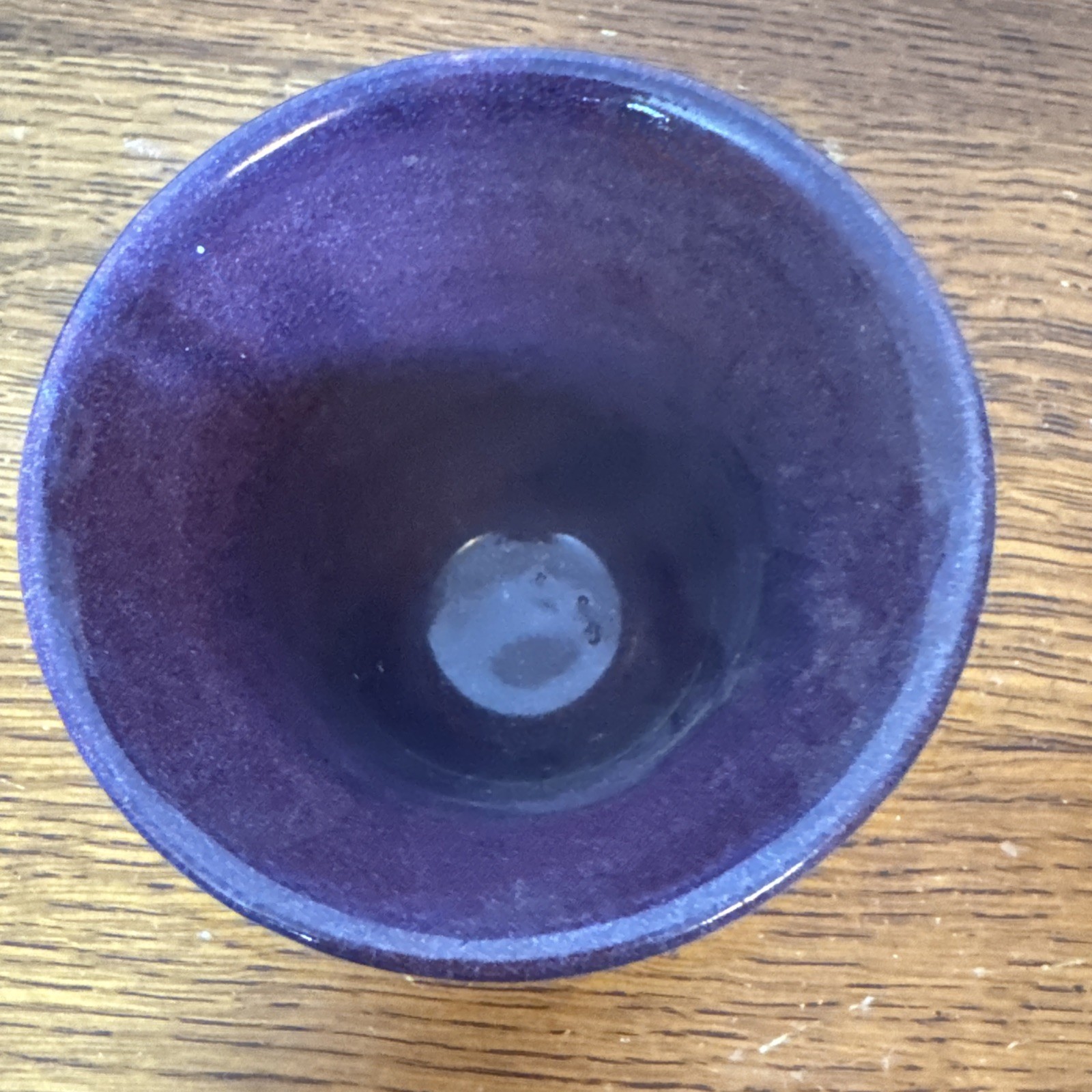 Studio Pottery Vase or Planter Purple Teal Glaze Handmade Ceramic 4.25”