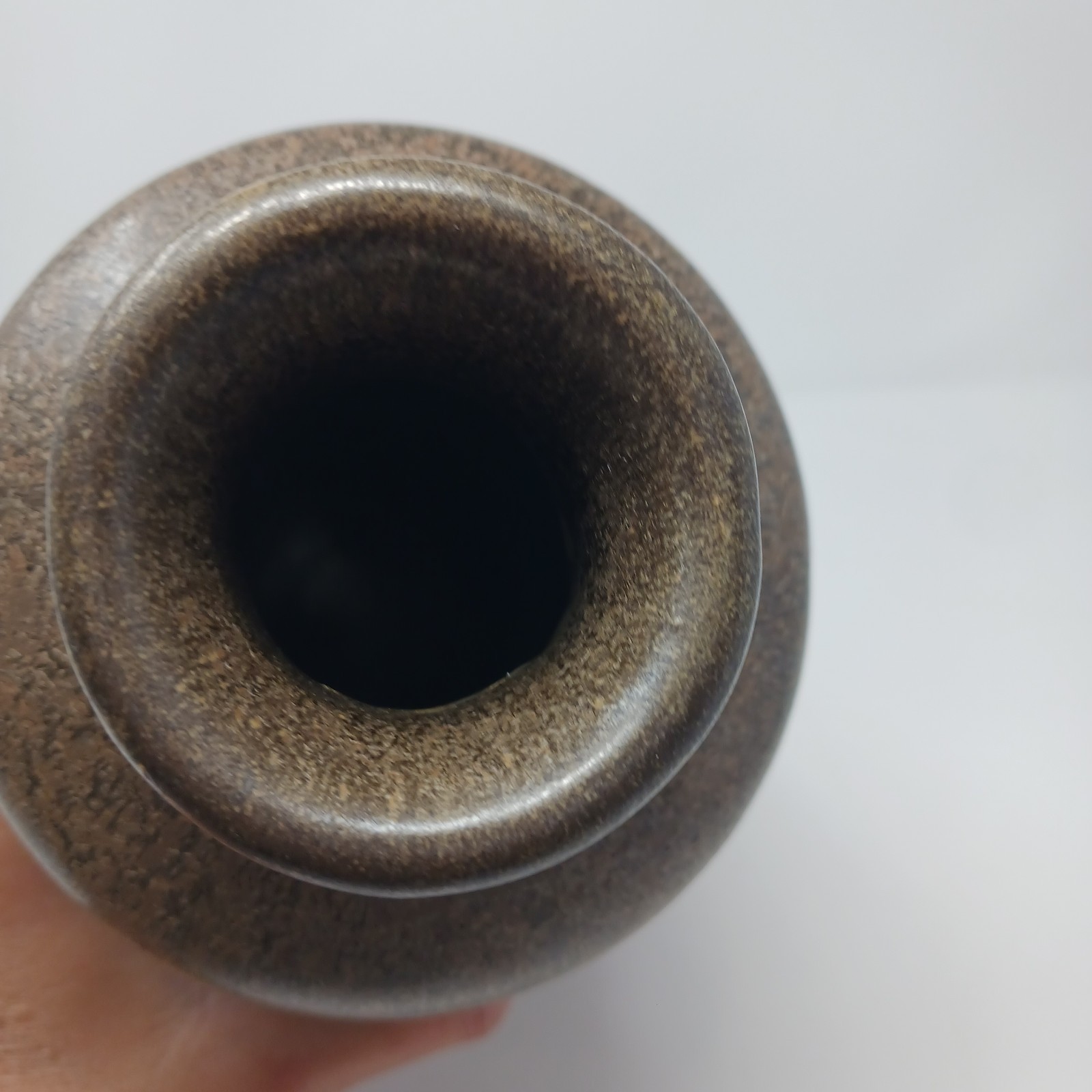 FRENCH ART DECO INSPIRED DRIP GLAZED STONEWARE VASE SIGNED, 12 IN