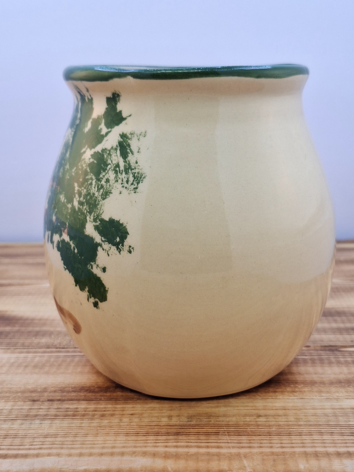 VTG. 1997 Alpine Pottery, Roseville Ohio Apple Tree crock Vase #437 6×4″