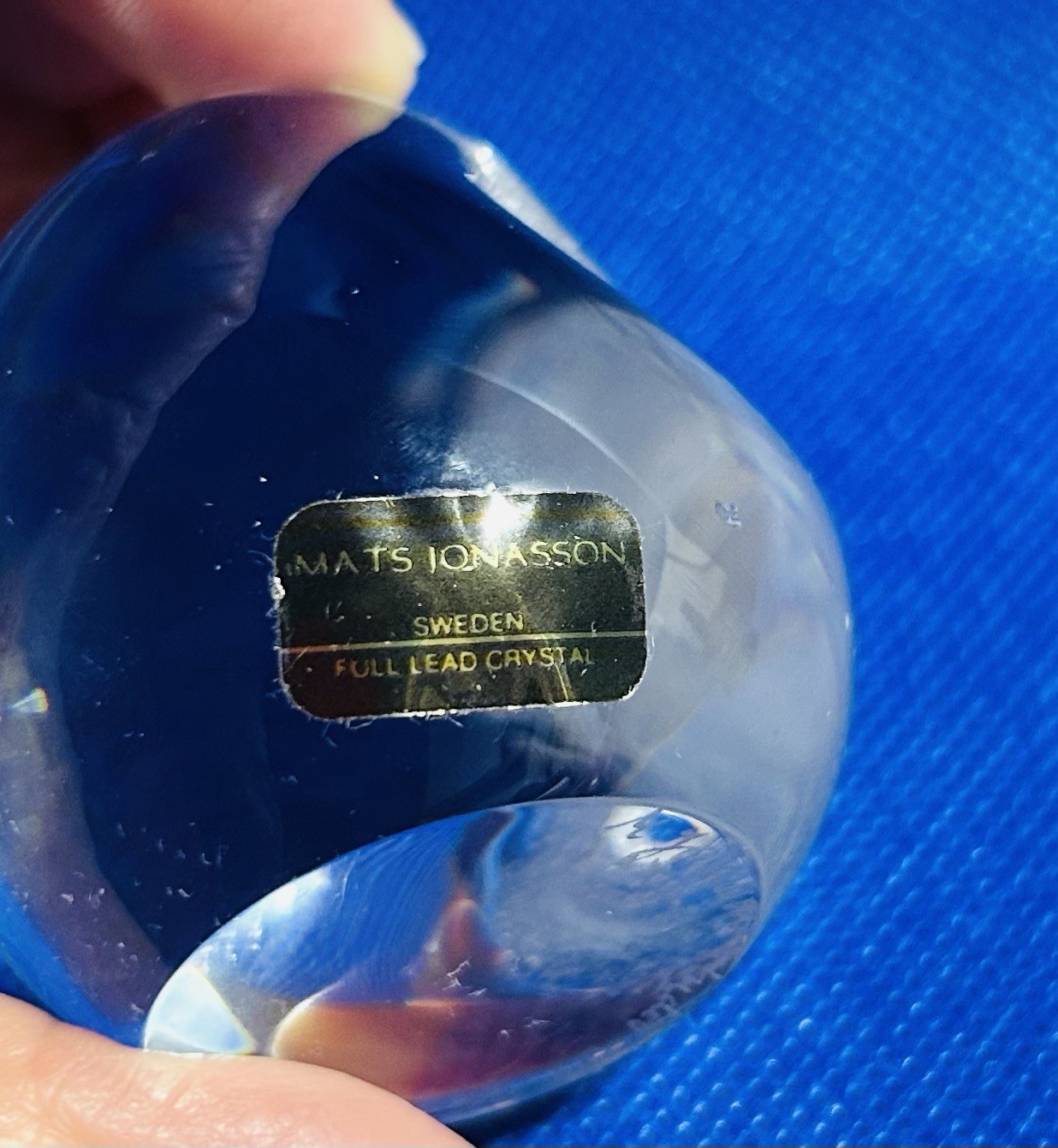 MATS JONASSON Crystal OWL Etched Eye Detail Figurine Signed – Paperweight