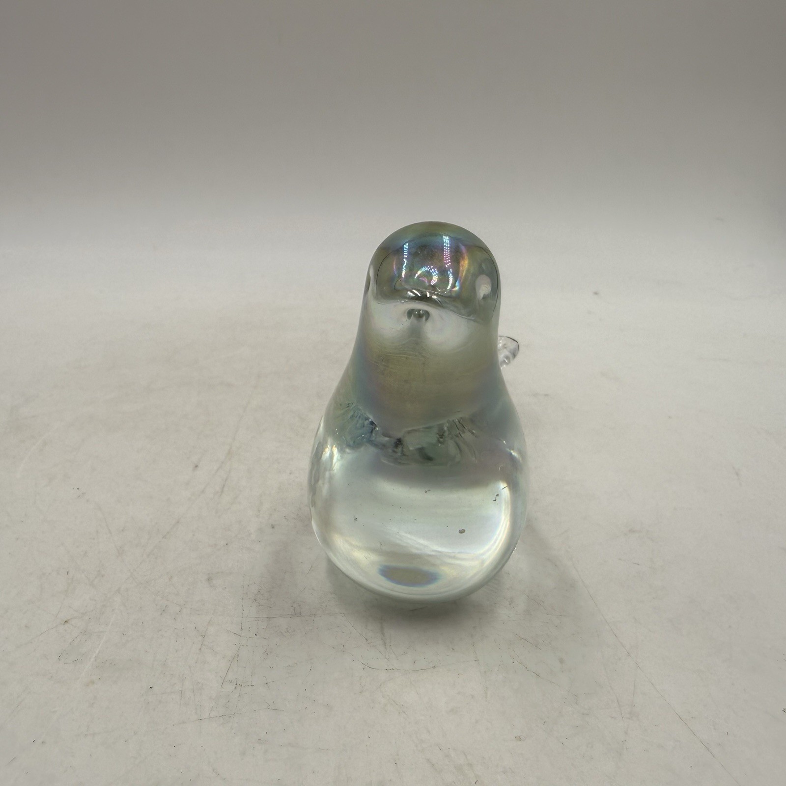 Mouth Blown Art Glass Bird Dove Figurine Iridescent Paperweight Label Silvestri