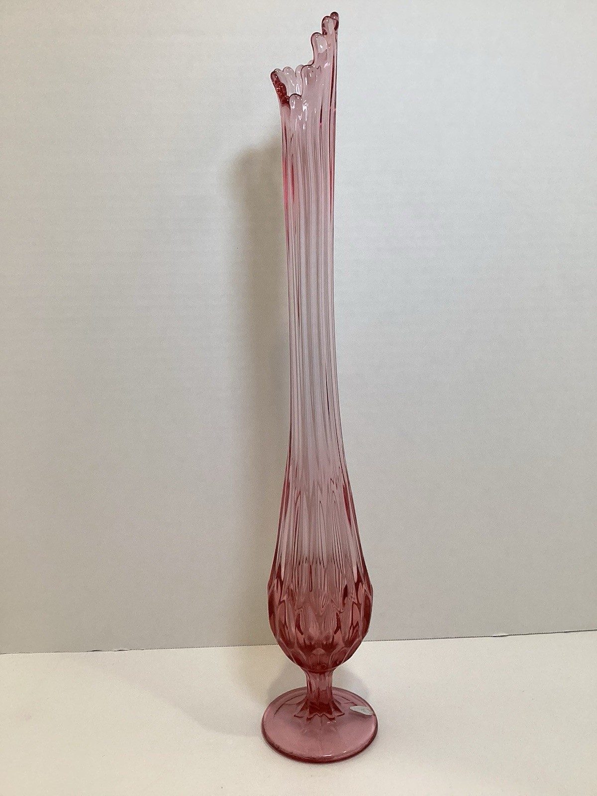 Fenton Colonial Pink Swung Vase Thumbprint Pattern #4453 – 17.5” Tall
