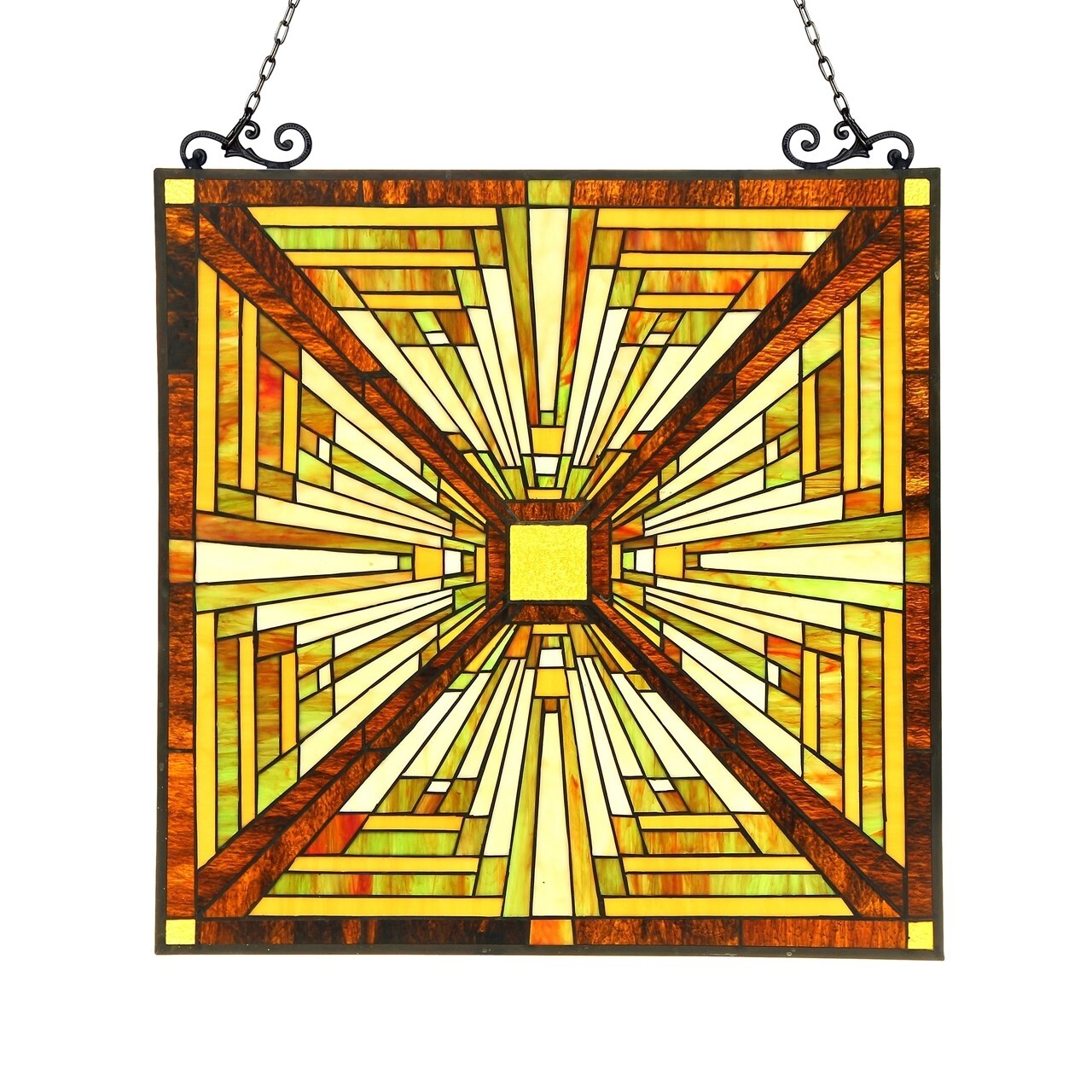 26″ Stained Glass Tiffany Style Hanging Window Panel Suncatcher Mission Design