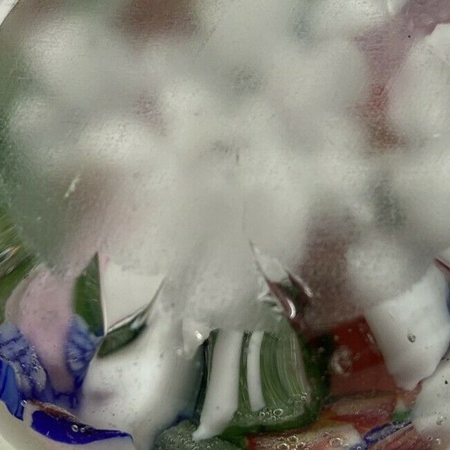 Millefiori 7 oz Studio Art Glass Paperweight Multicolored Vibrant Floral Pattern
