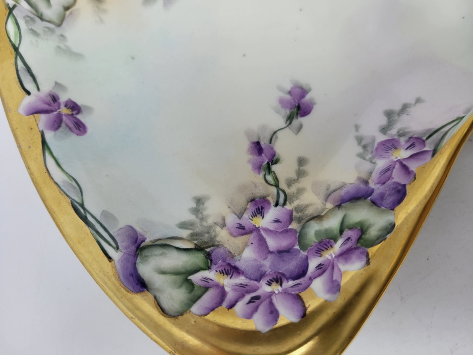 Coiffe Limoges France 1891-1914 Handled Basket Violets And Gold Decorated
