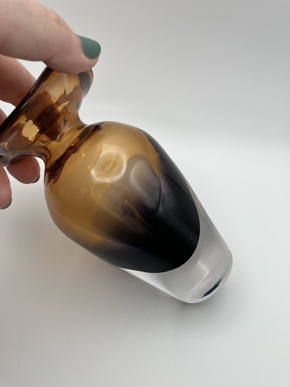 MCM Summerso Hand Blown Fine Art Small Glass Vase Amber Fades To Amethyst 5”