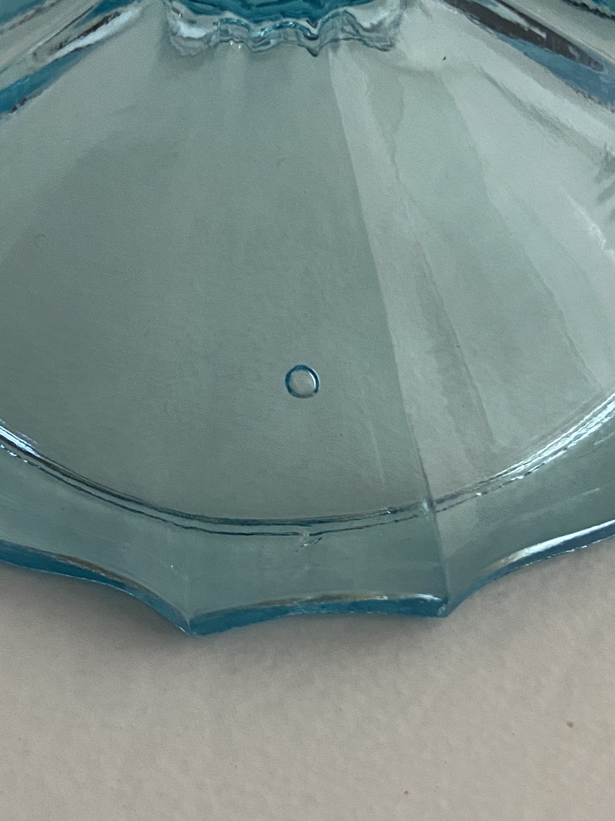 Small blue glass uranium UV glow chamber style candlestick holders