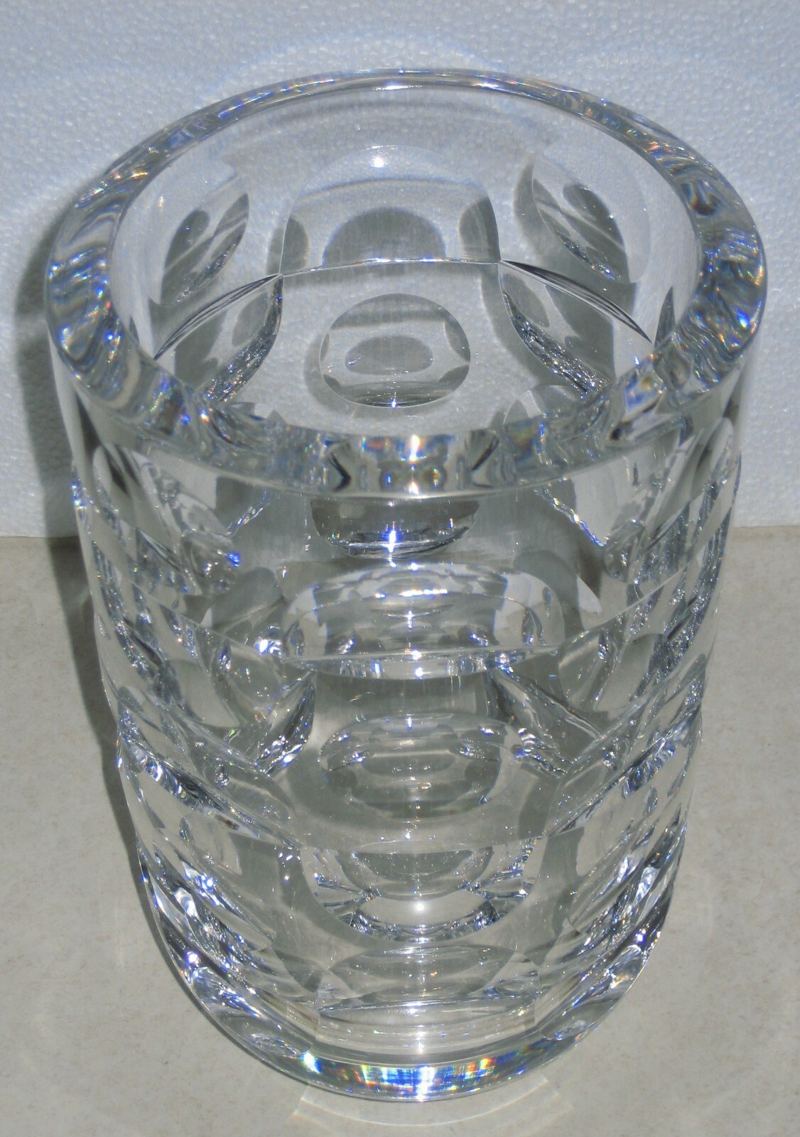 ORREFORS SIGNED D 3877 CRYSTAL LARGE MCM VASE 1960’s DESIGN INGEBORG LUNDIN
