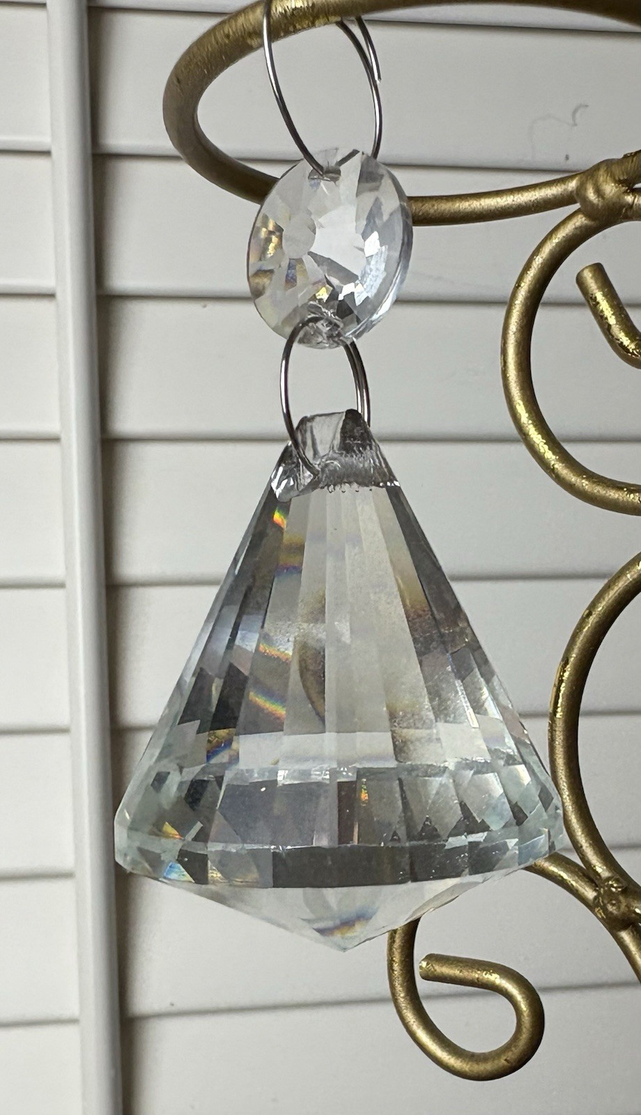 75mm Clear Crystal Diamond Prism +Disc 2 Tier Chandelier Pendant Decor Xmas Tree