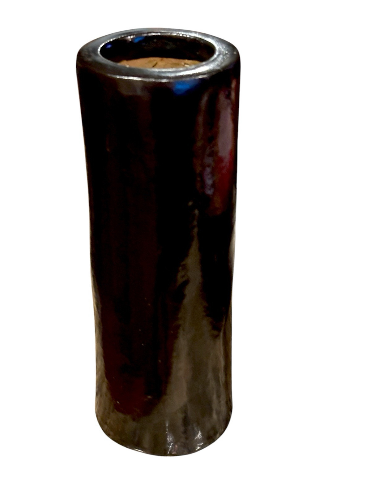 VTG Napa Home Garden Black Tower Vase Lava Stoneware 10.5 In