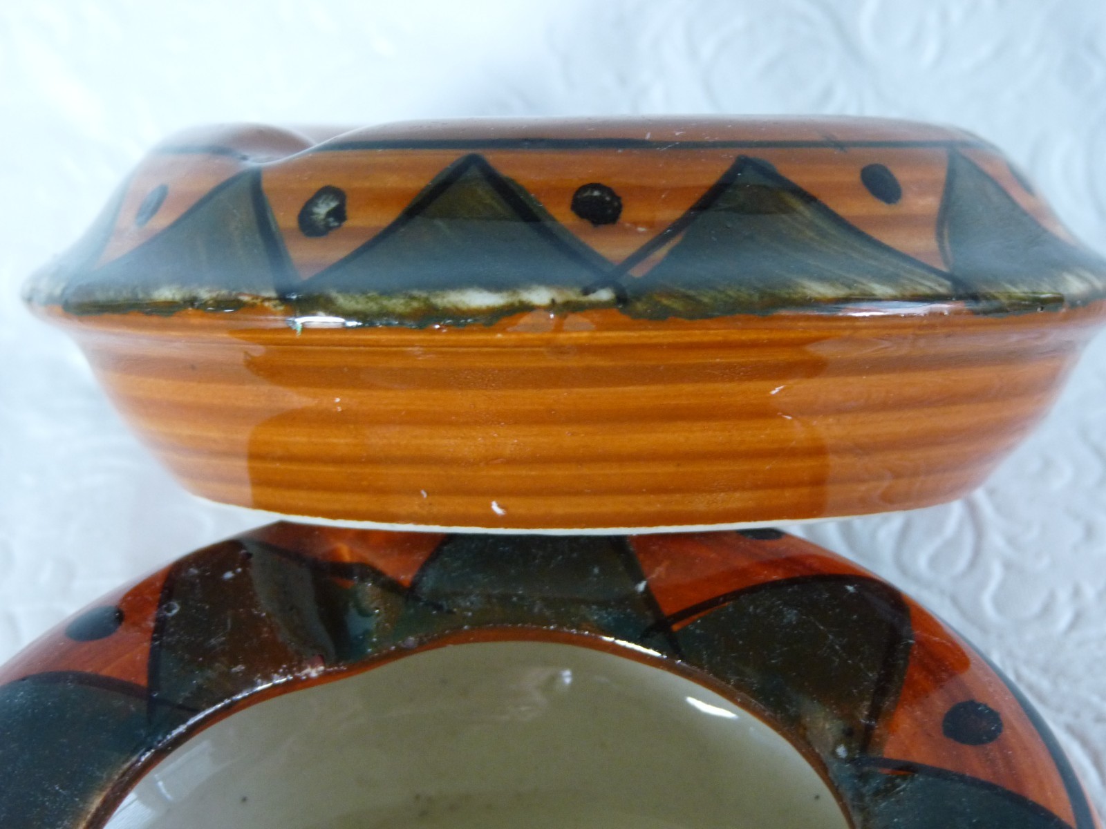MCM Cigarette Cigar Ashtray Trinket Dish Studio Pottery Set of 2