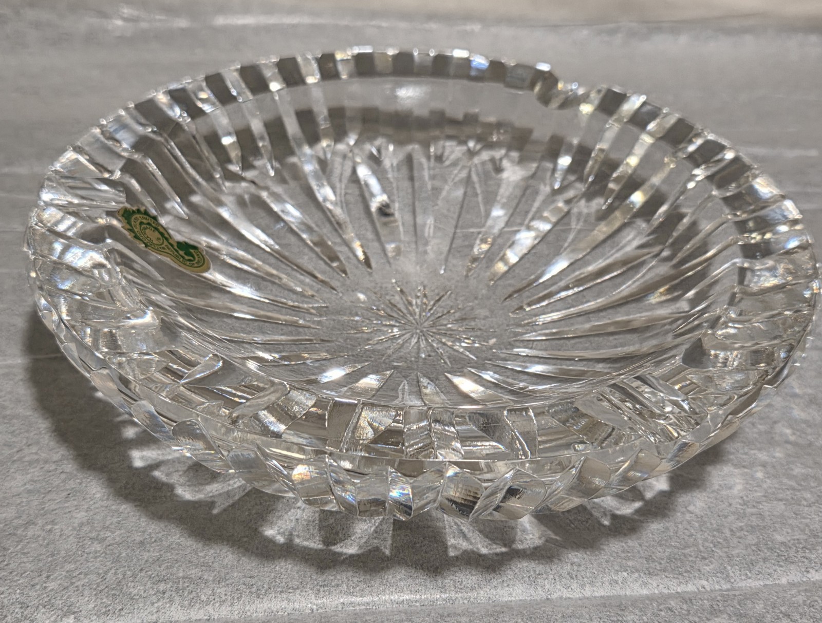 Vintage~Waterford~Luxurious~ Crystal Cut Ashtray~With Sticker & Signed