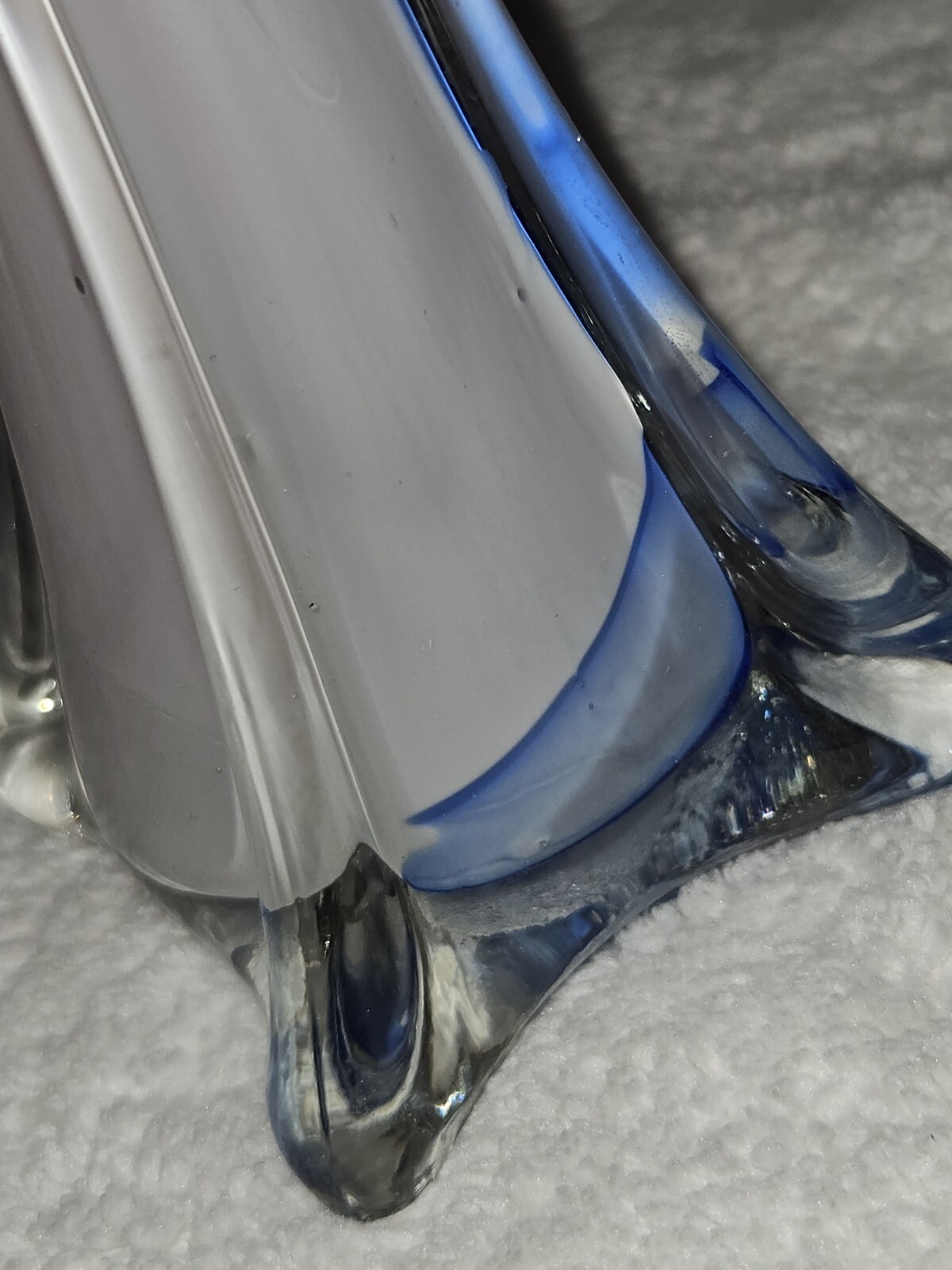 Jack In The Pulpit Vase 7.5″ Amethyst White And Blue Hand Blown Glass Art