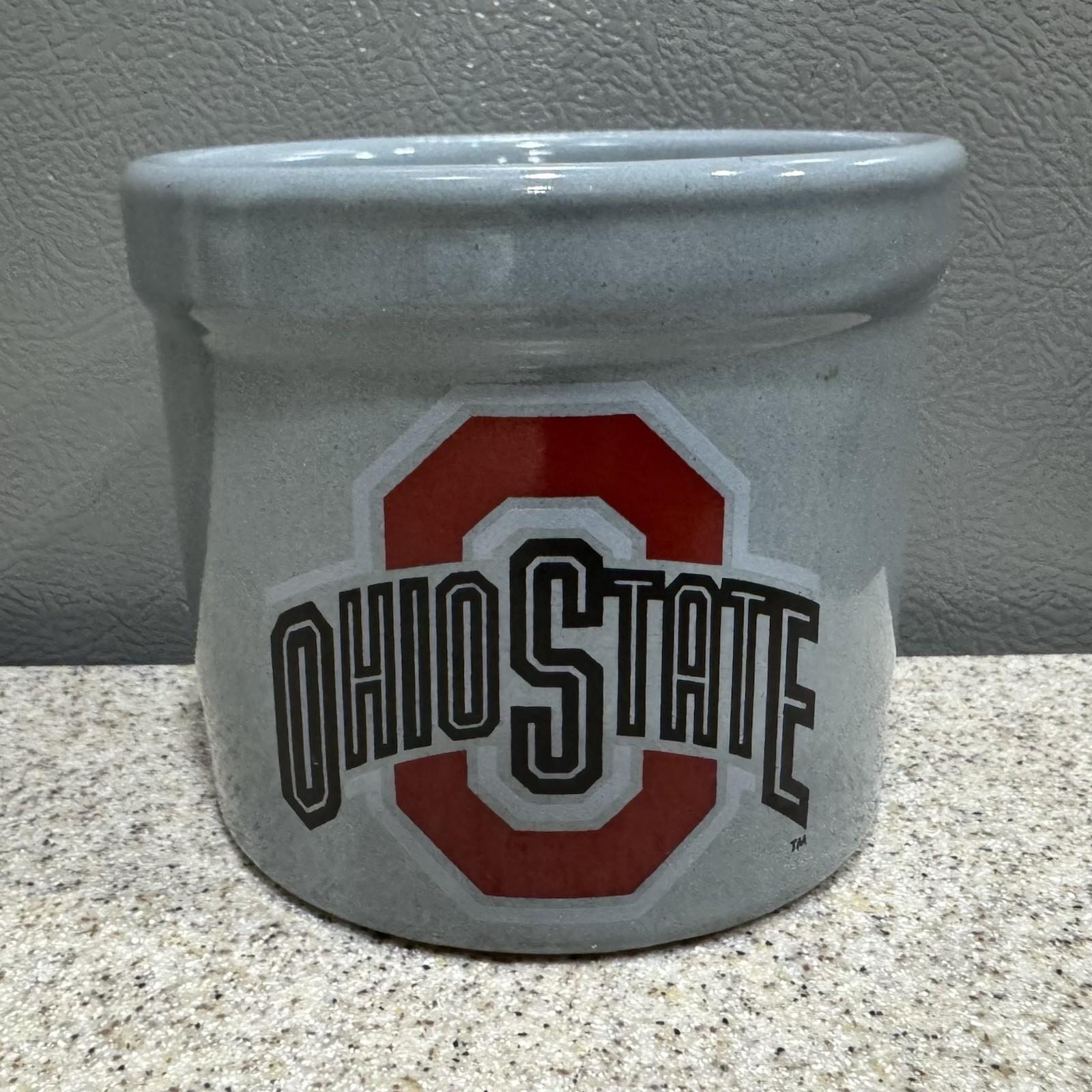 Ohio State Buckeyes OSU Zanesville Pottery Stoneware Crock Planter 3.5” in VGC