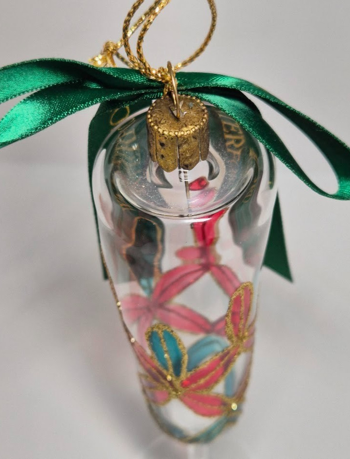 Waterford Crystal Champagne Flute Ornament Hand Painted Gold Trim Holiday Decor