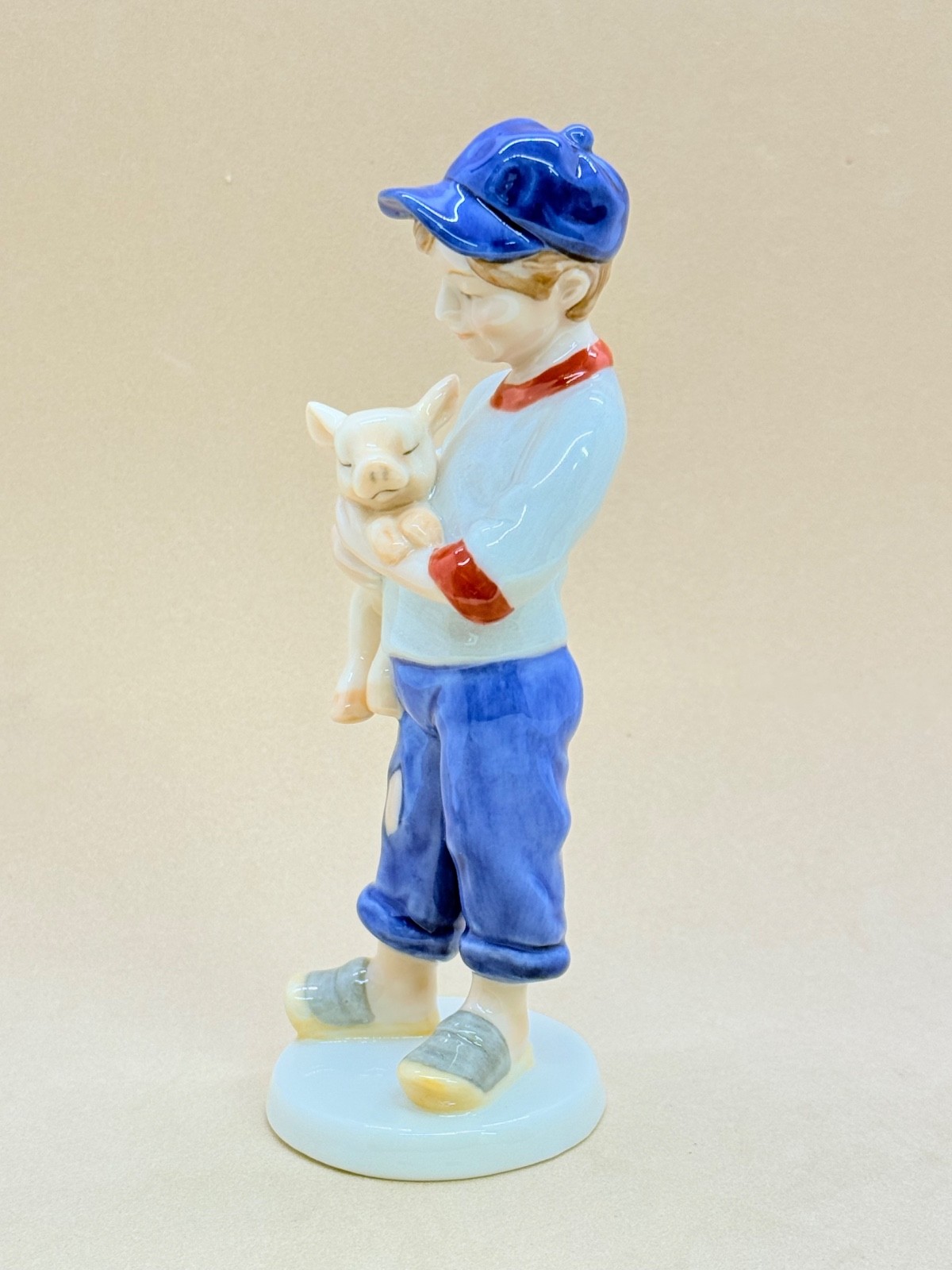 Bing & Grondahl 2003 Ltd Ed Porcelain Figurine of the Year Boy with Piglet 5.5″