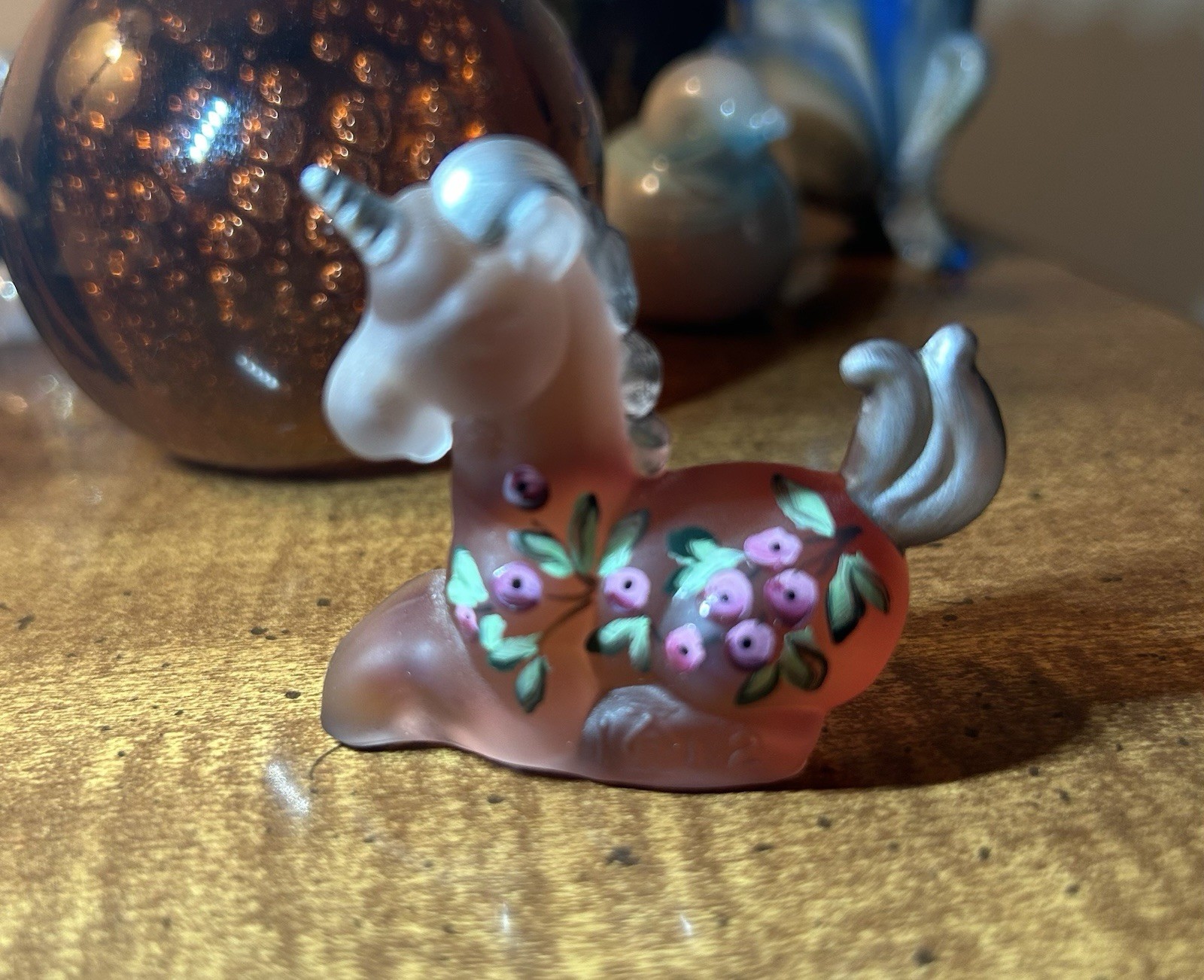 boyd glass little luck unicorn hand painted b newton flower motif