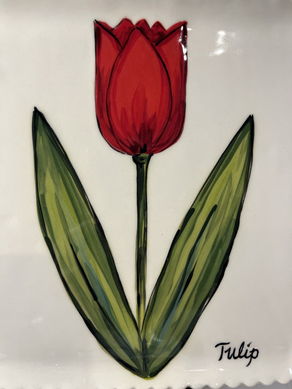 Heather Lane Pottery Stamped Markers Mark Dish Of The Month April Tulip Design