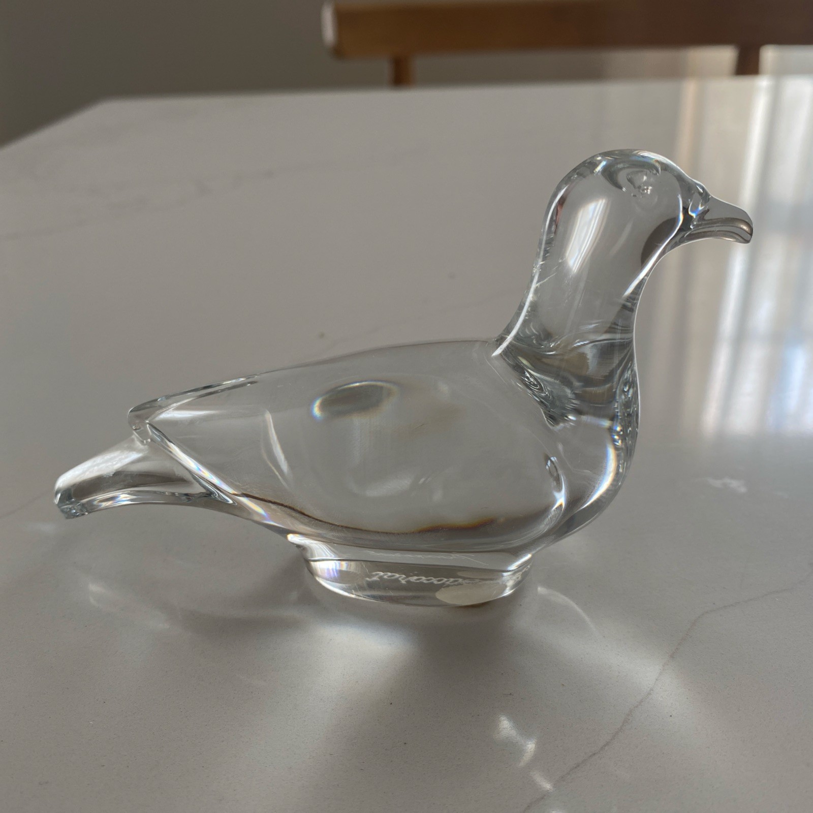 Vintage Double-Signed BACCARAT CRYSTAL 5″ Turtle Dove Pigeon Bird Figurine