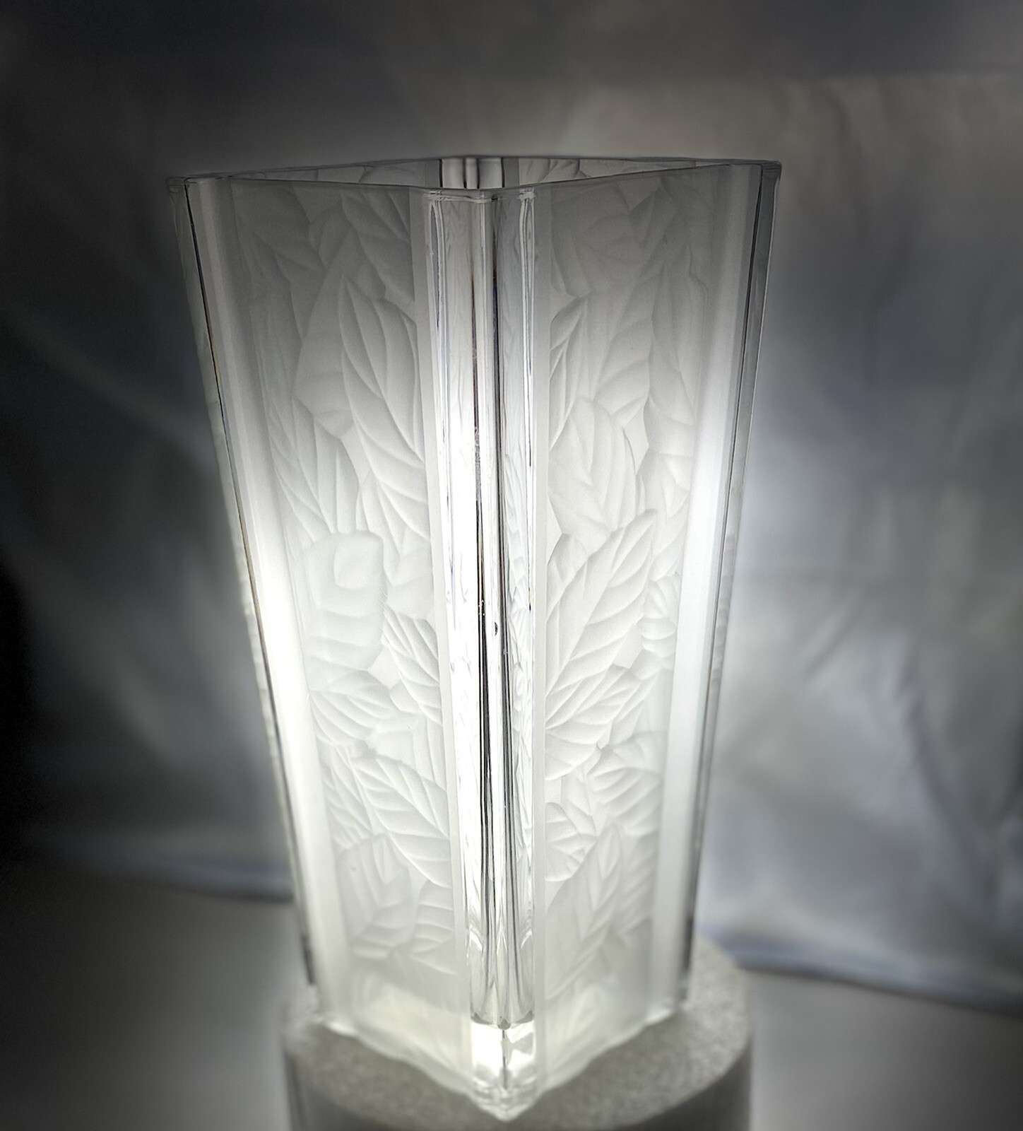 MIKASA Garden Splendor Squared Paneled Clear/Frosted Crystal Vase Height: 9-1/2”