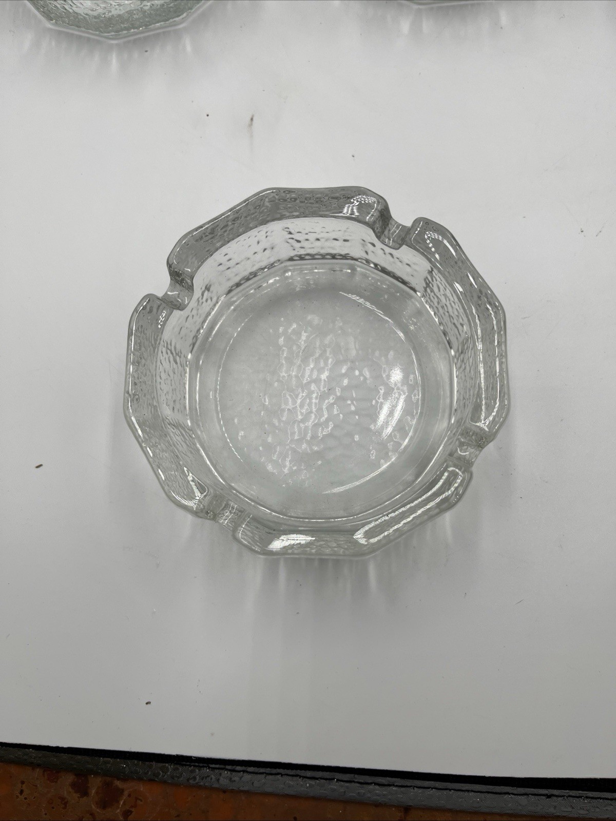 VINTAGE MCM 1960s Blenko Clear Heavy Glass Textured Pebbled Ashtray 4″ Lot Of 10