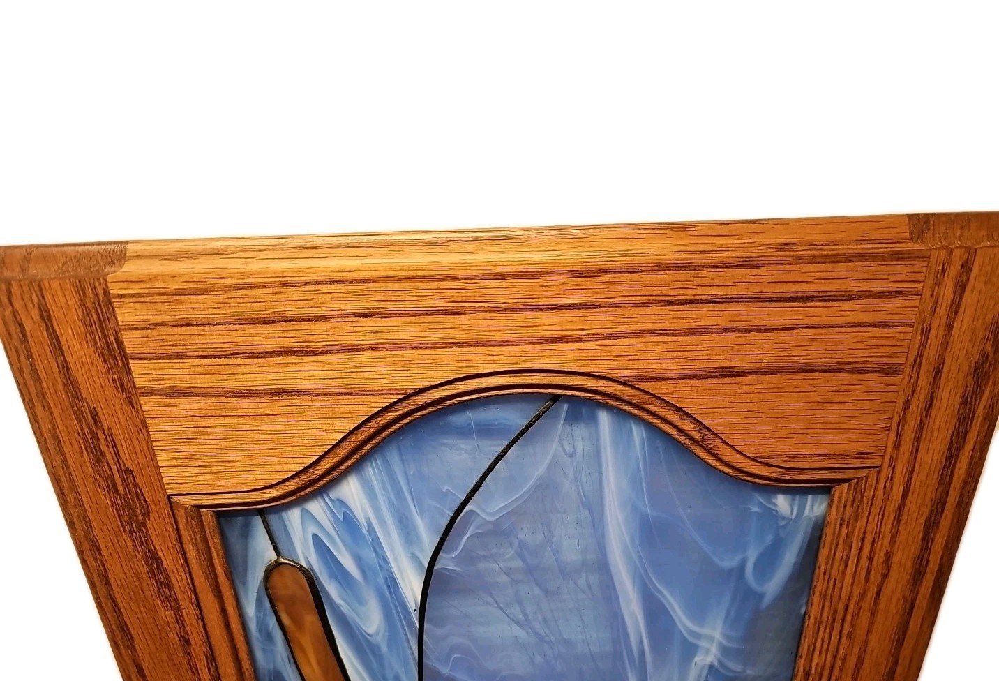 Vintage Lg Stained Glass Panel Cattails, Loon – removeable wood frame Beautiful!