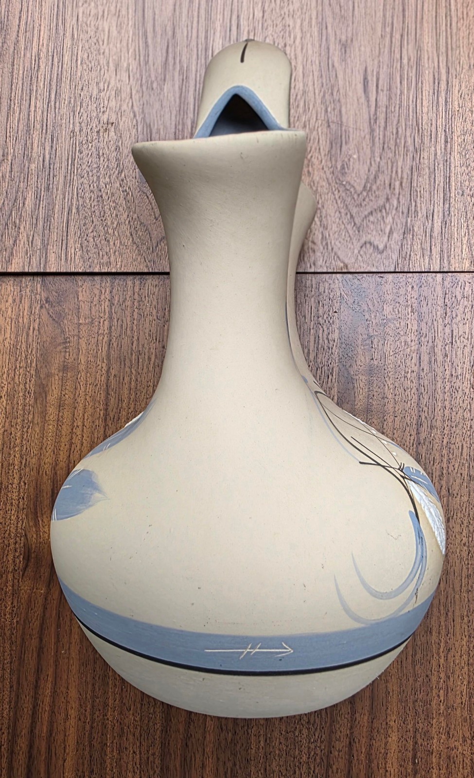 Desert Pueblo Pottery Mid 80’s Blue Feather “23” 10 1/4″ Tall Vase