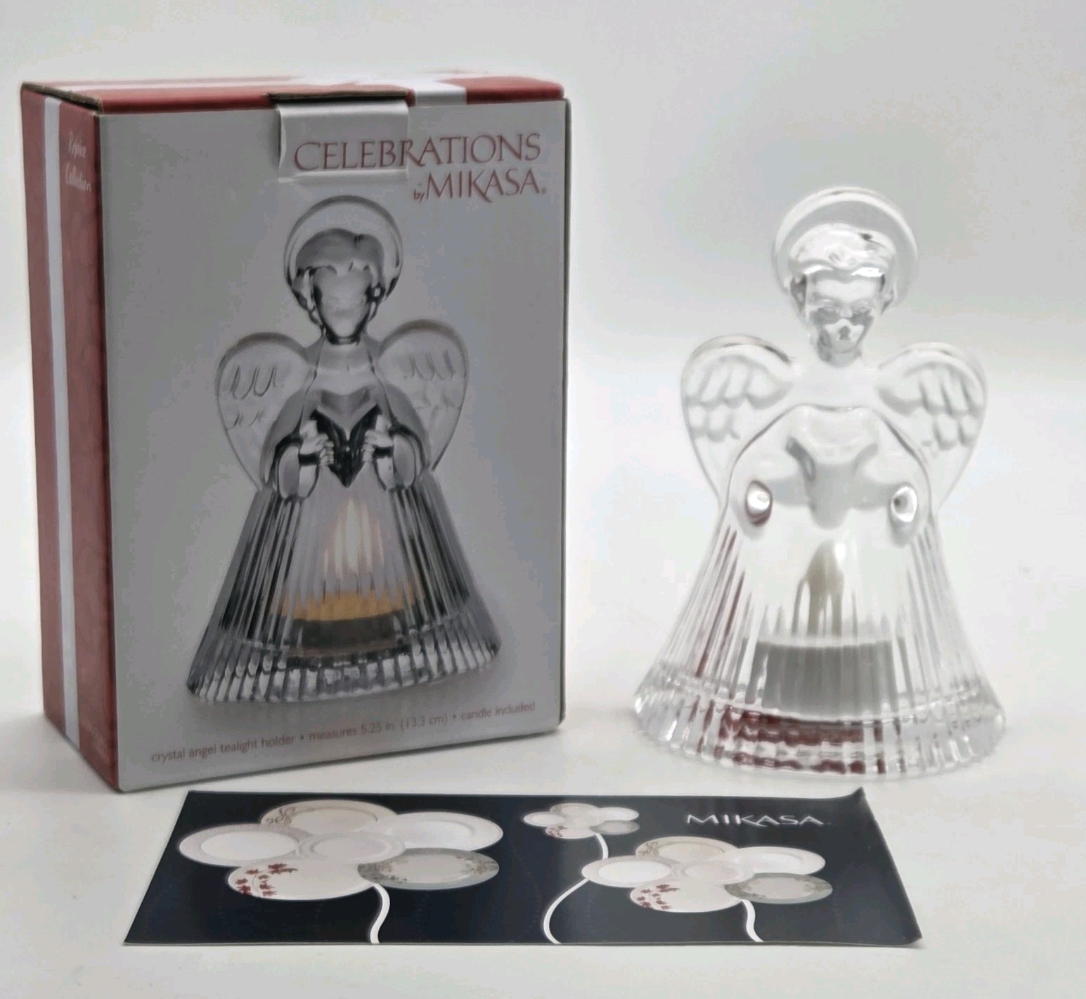 Celebrations by Mikasa Crystal Angel Tealight Candle (Included) Holder 5.25″ T
