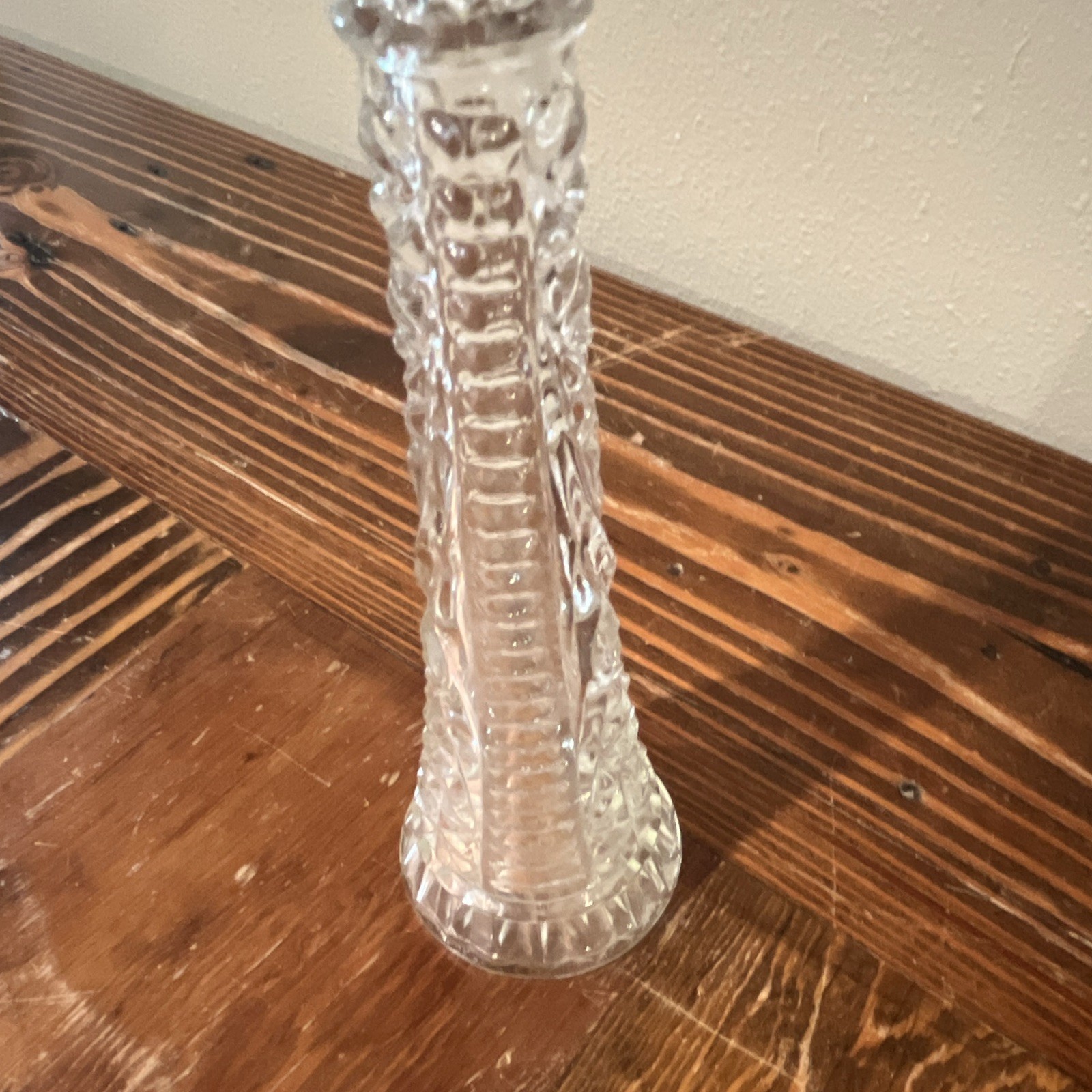 Vintage Stars & Bars Glass Vase, 9.25 in Tall
