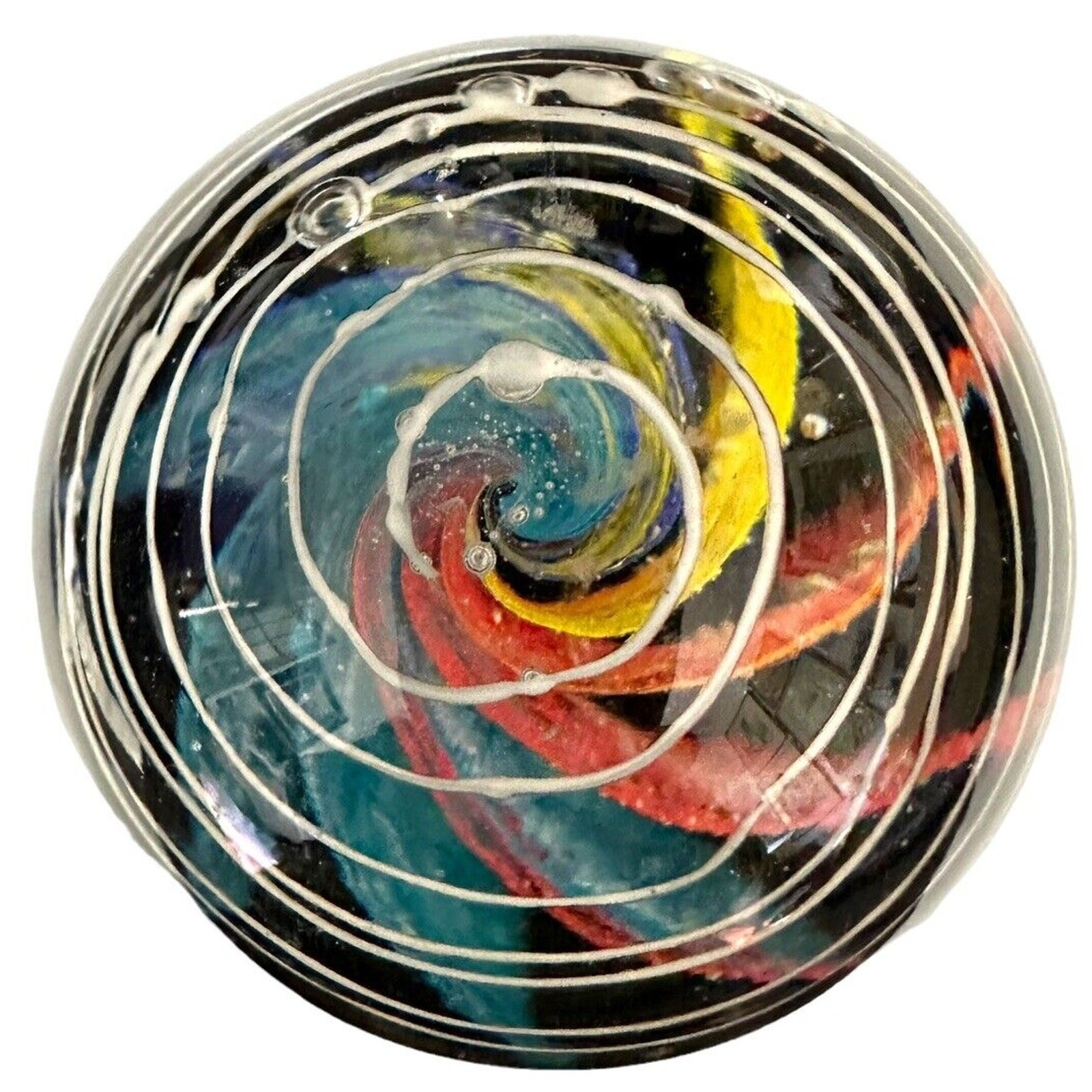 Multicolor Swirl Egg Glass Paperweight 4.0” Handblown Art Glassware Decoration