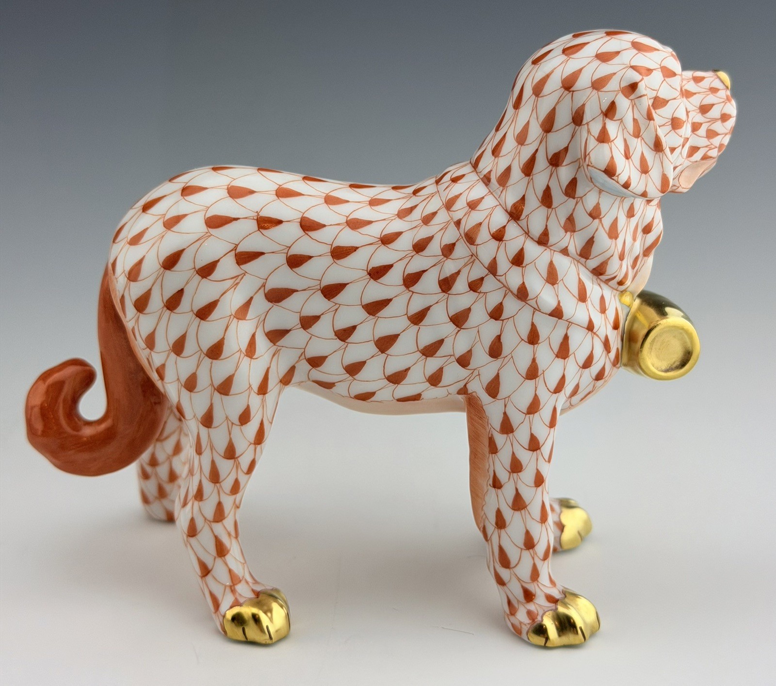 🦋 MINT HEREND Saint Bernard Rust Fishnet Dog Figurine ($670 Retail)