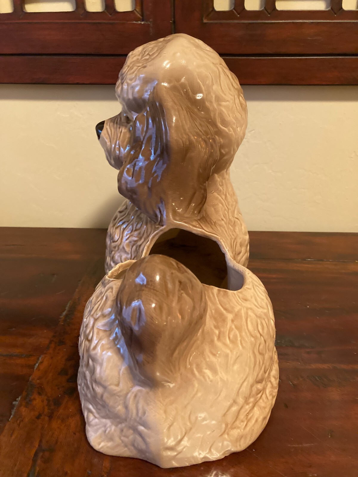 1950’s PRECIOUS POODLE Dog Figural Planter VINTAGE Centerpiece~12.5 X 10 X 5.5″