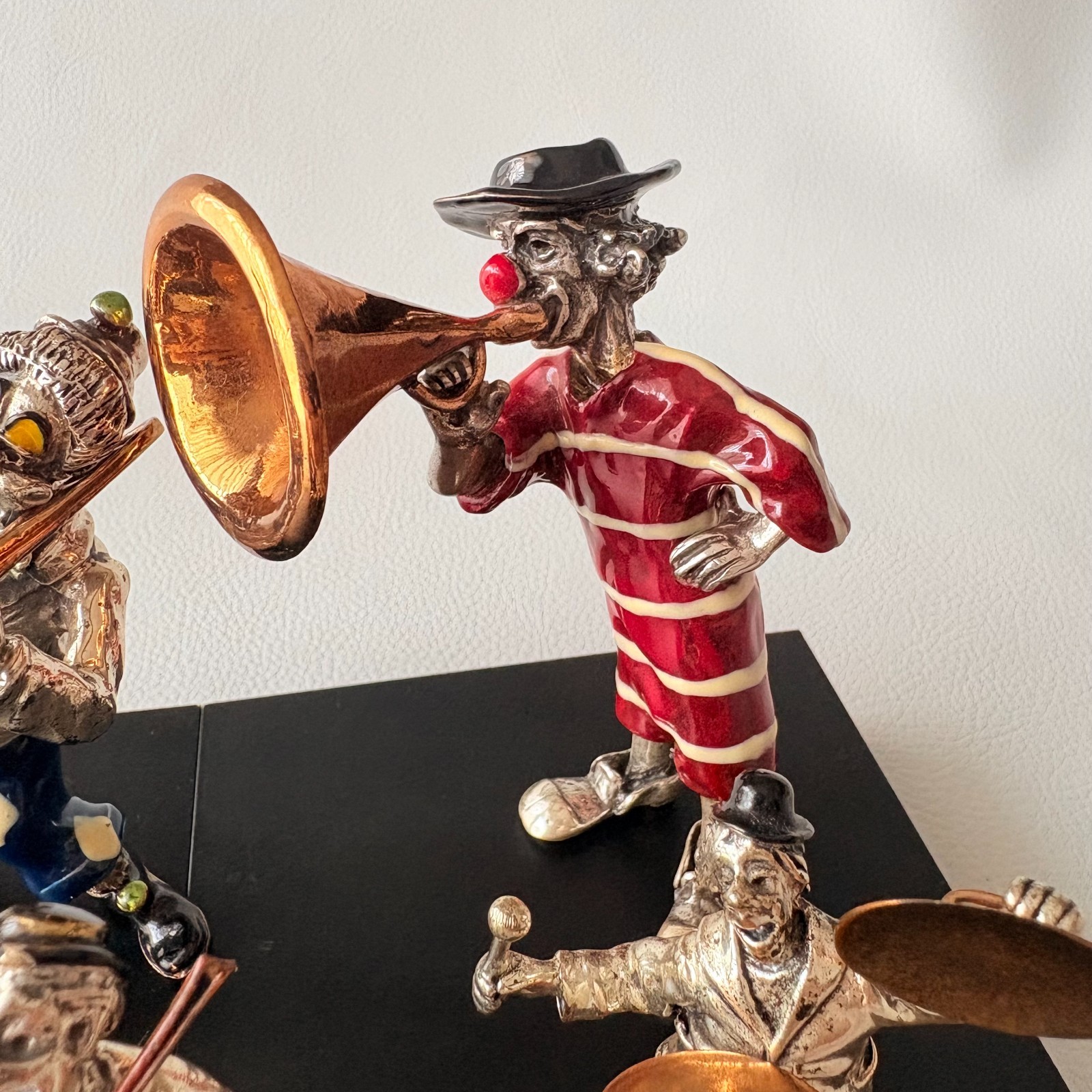 Murano Glass Jazz Band 6pc Set 925 Silver Overlay Attributed to Sorini Italy