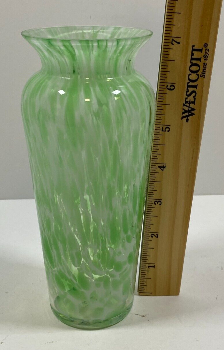 Vintage 1995 Royal Limited Crystal Green & White Vase
