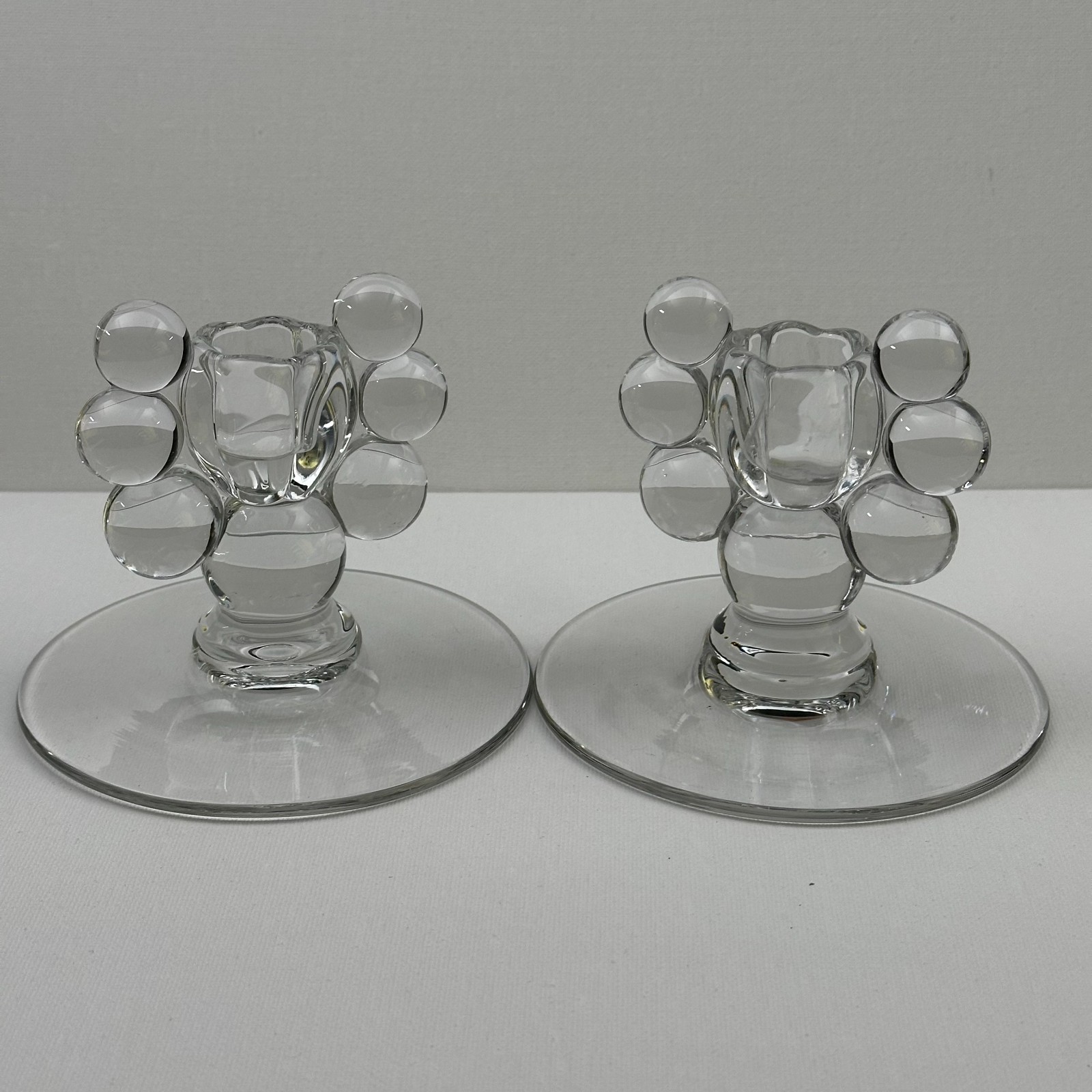 Duncan Miller Teardrop Candlesticks Pair 4″ Vintage