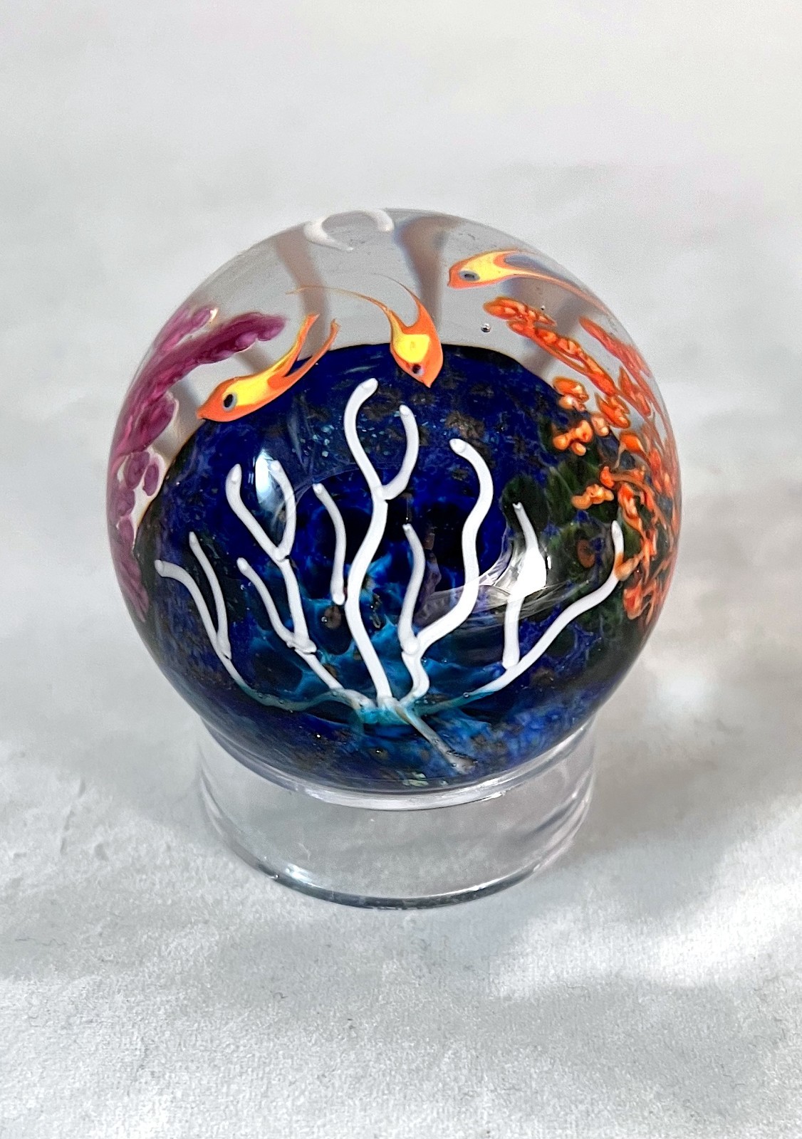Cathy Richardson Paperweight, Lampwork Art Glass, Underwater Scene, Signed, 2007