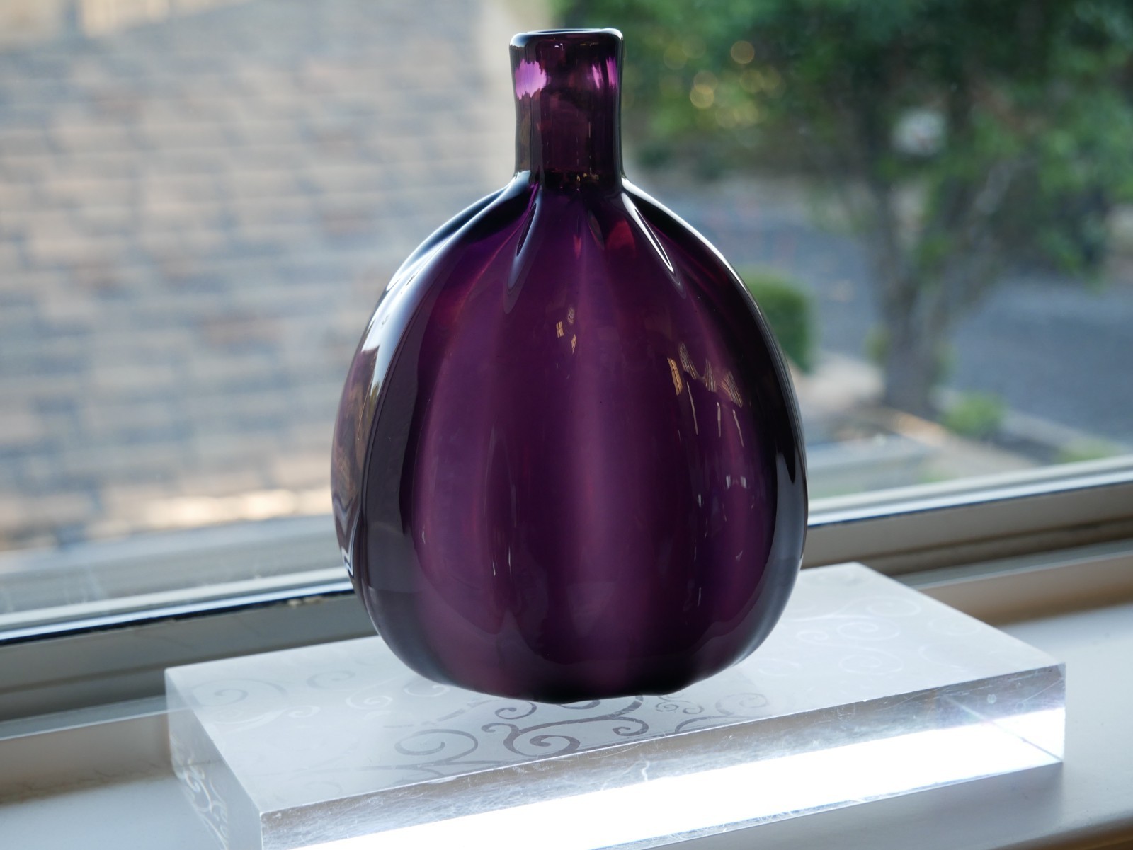 Metropolitan Museum of Art · Amethyst Glass Vase · Ribbed · 6″ H · Signed MMA