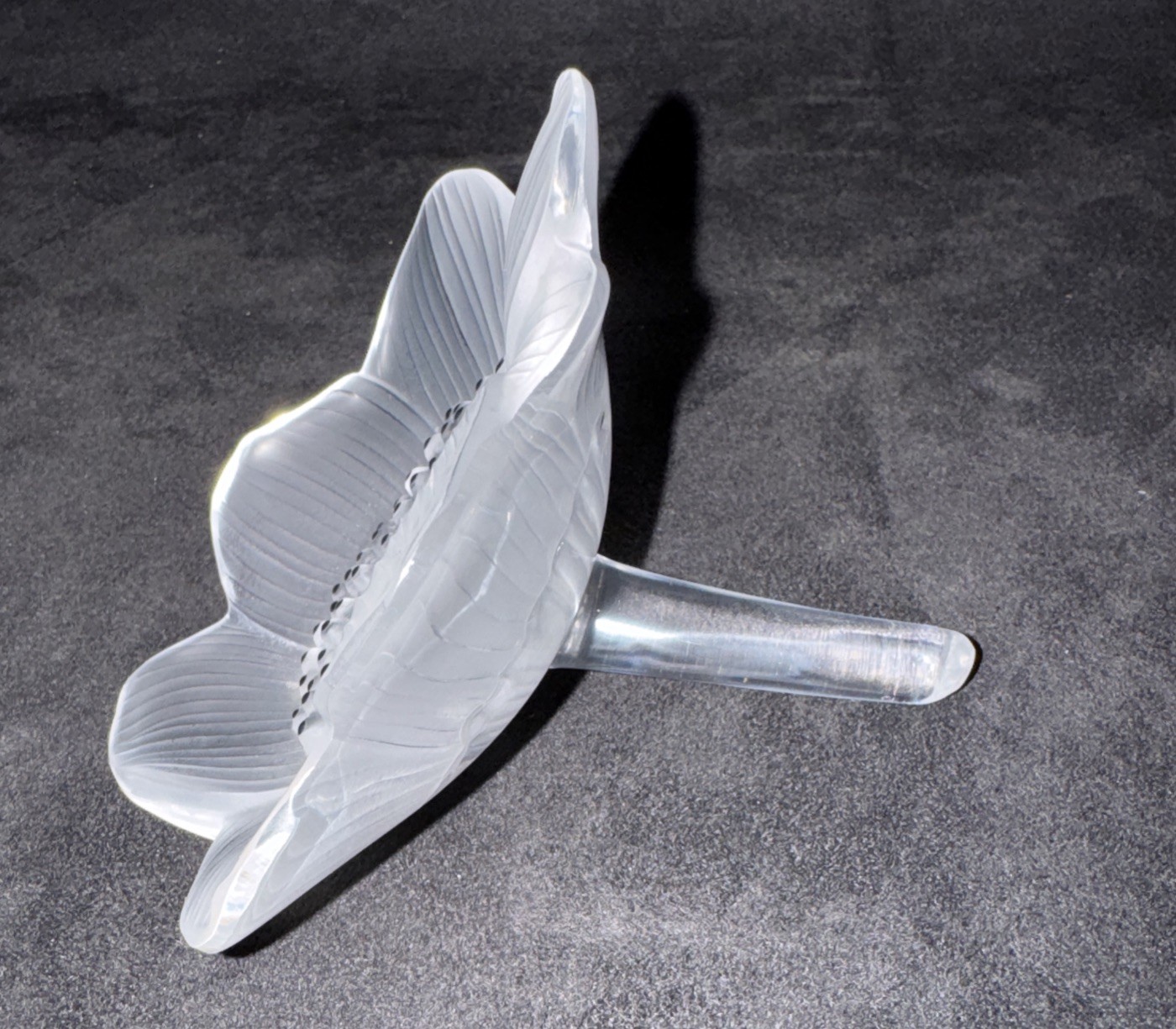 Rene Lalique Signed Frosted Crystal Anemone Floral Figurine Sculpture