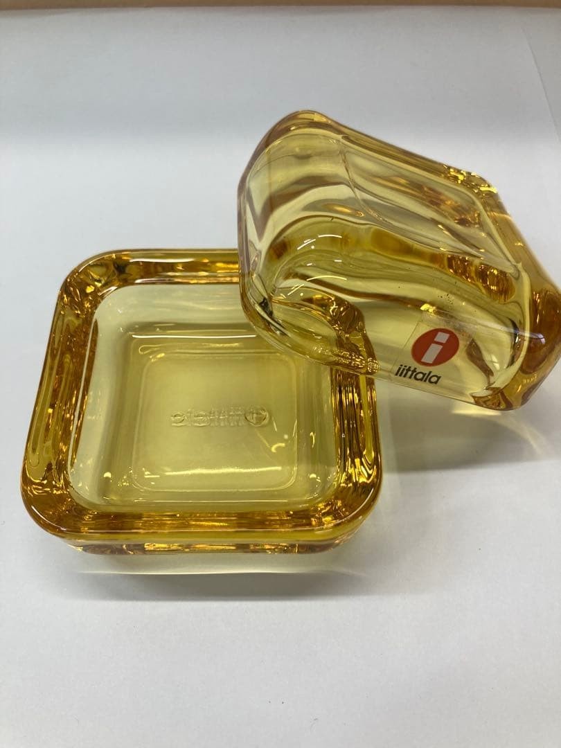 Iittala Vitriini Yellow Pink Rose Olive Trinket Box 6cm x 6cm 3 Set