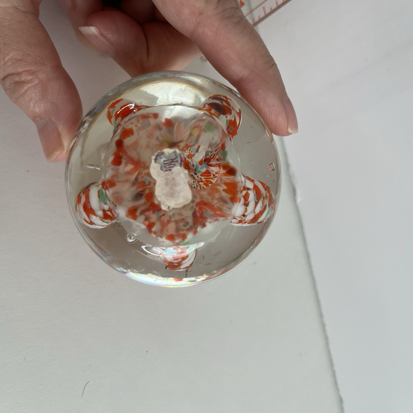 Vintage Glass Art Paperweight, Norleans Japan, Multicolor, 2” *READ*