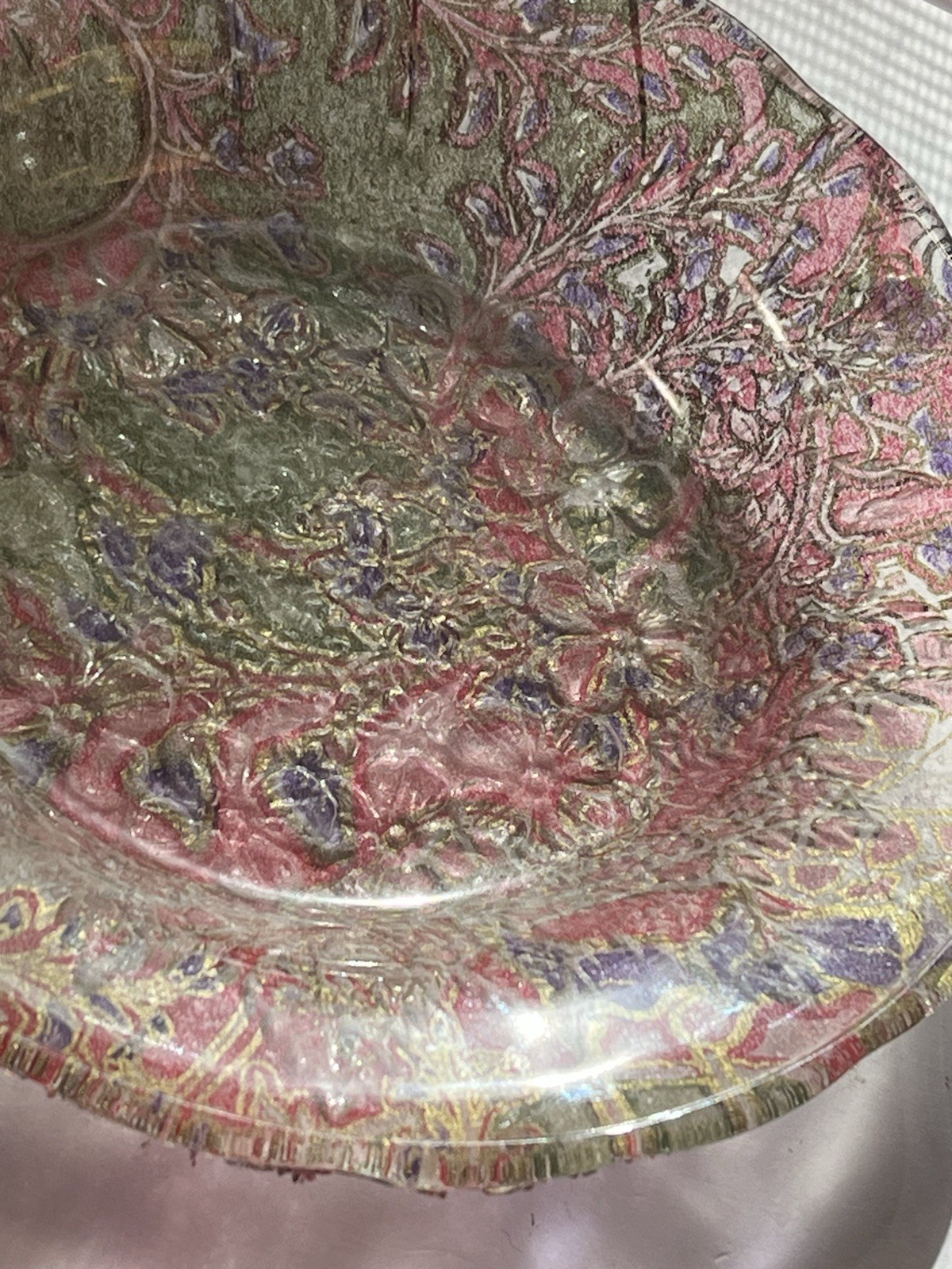 Vase and plate iridescent luster ware glass Michael Harris