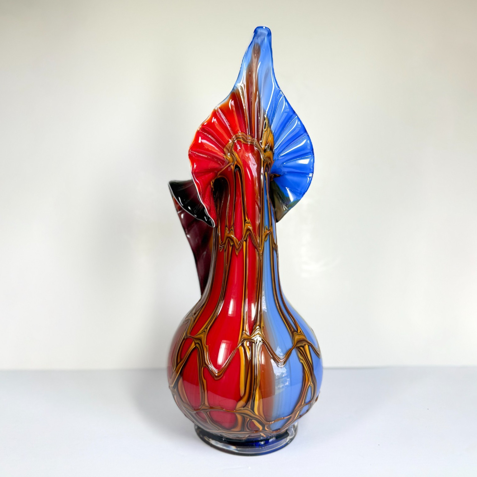STUNNING Essie Zareh 17″ Baijan Art Glass Vase Multicolor Pulpit Blown