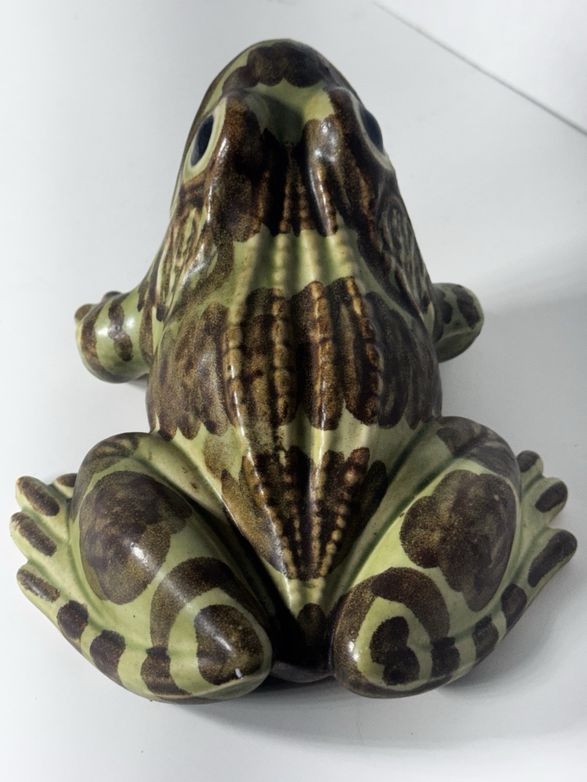 McCoy Pottery Brush Garden Frog Open Mouth 8” Mid-Century Vintage Pottery Statue