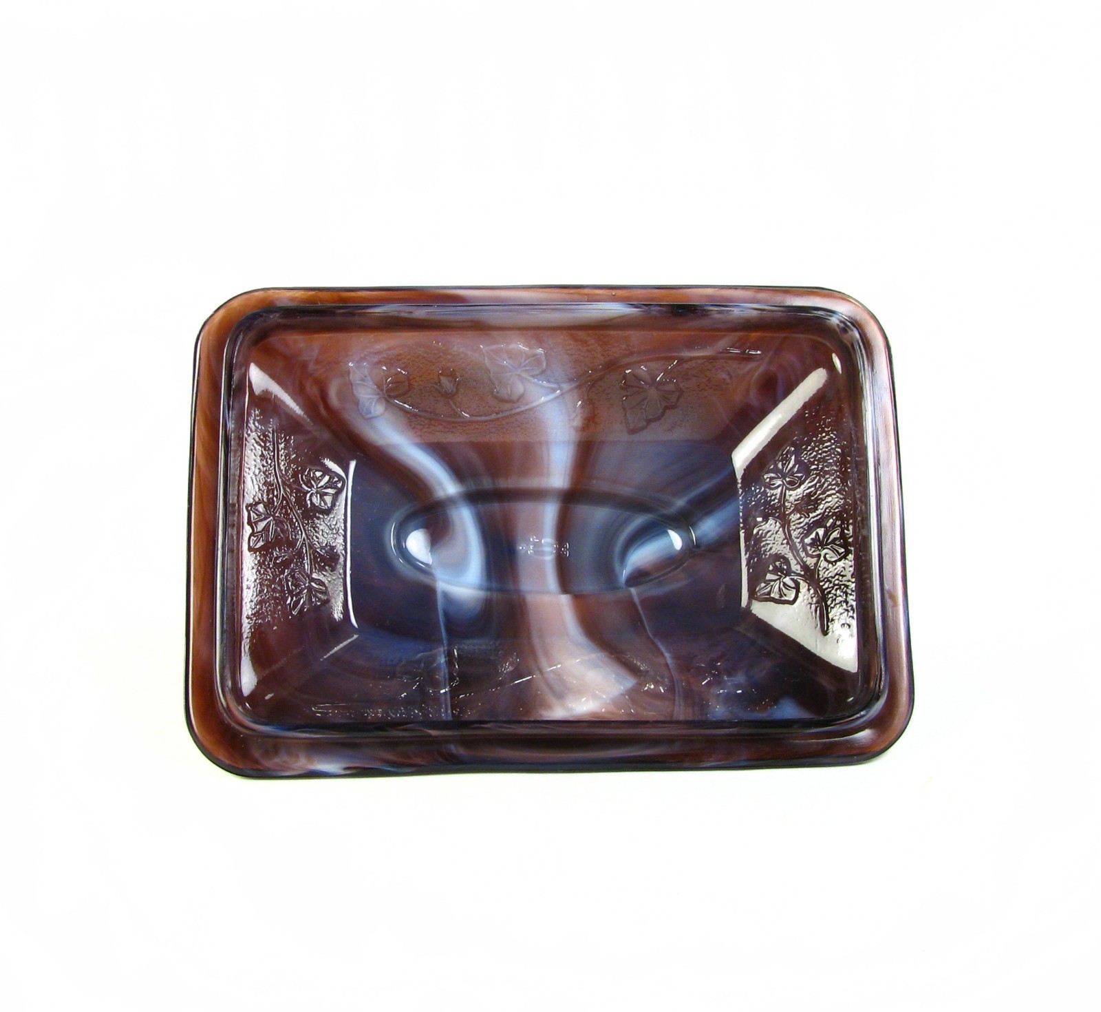 Imperial Glass Purple Slag 4-Toed Beaded Edge Covered Dish with Tags -Made 1971