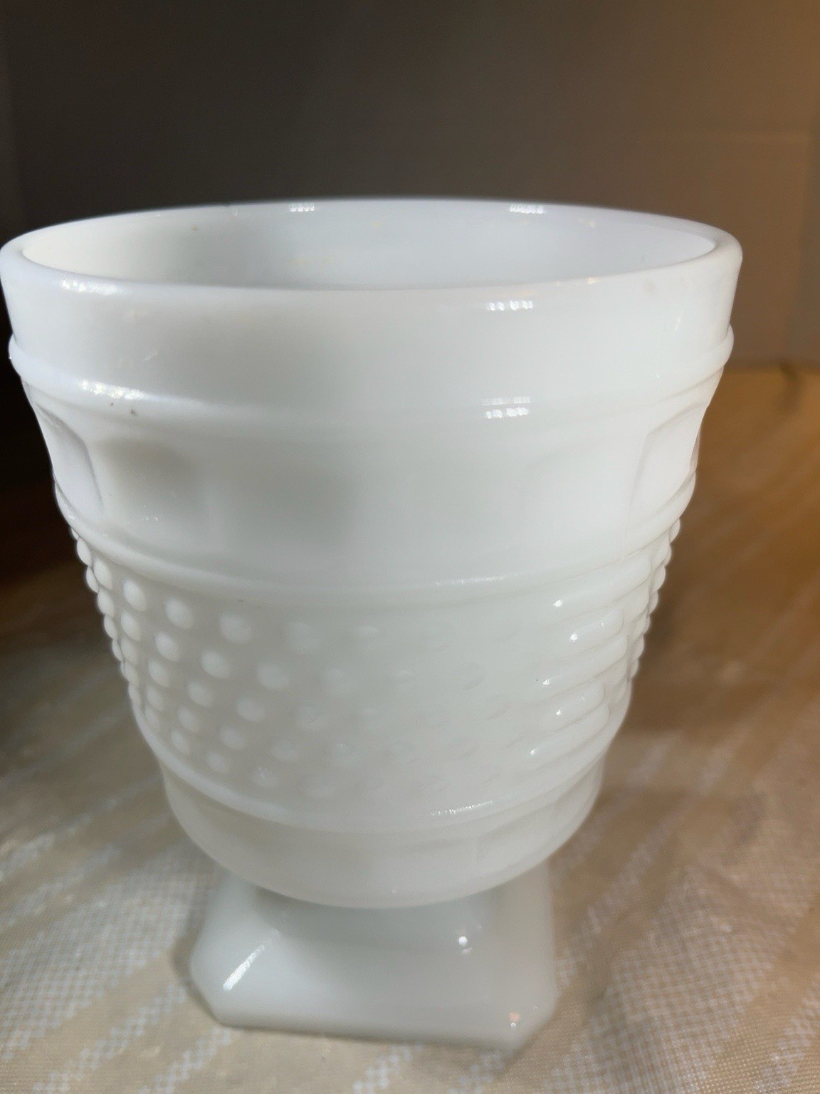 Vintage Napco White Milk Glass Hobnail Pedestal Vase Planter 1180 Cleveland USA