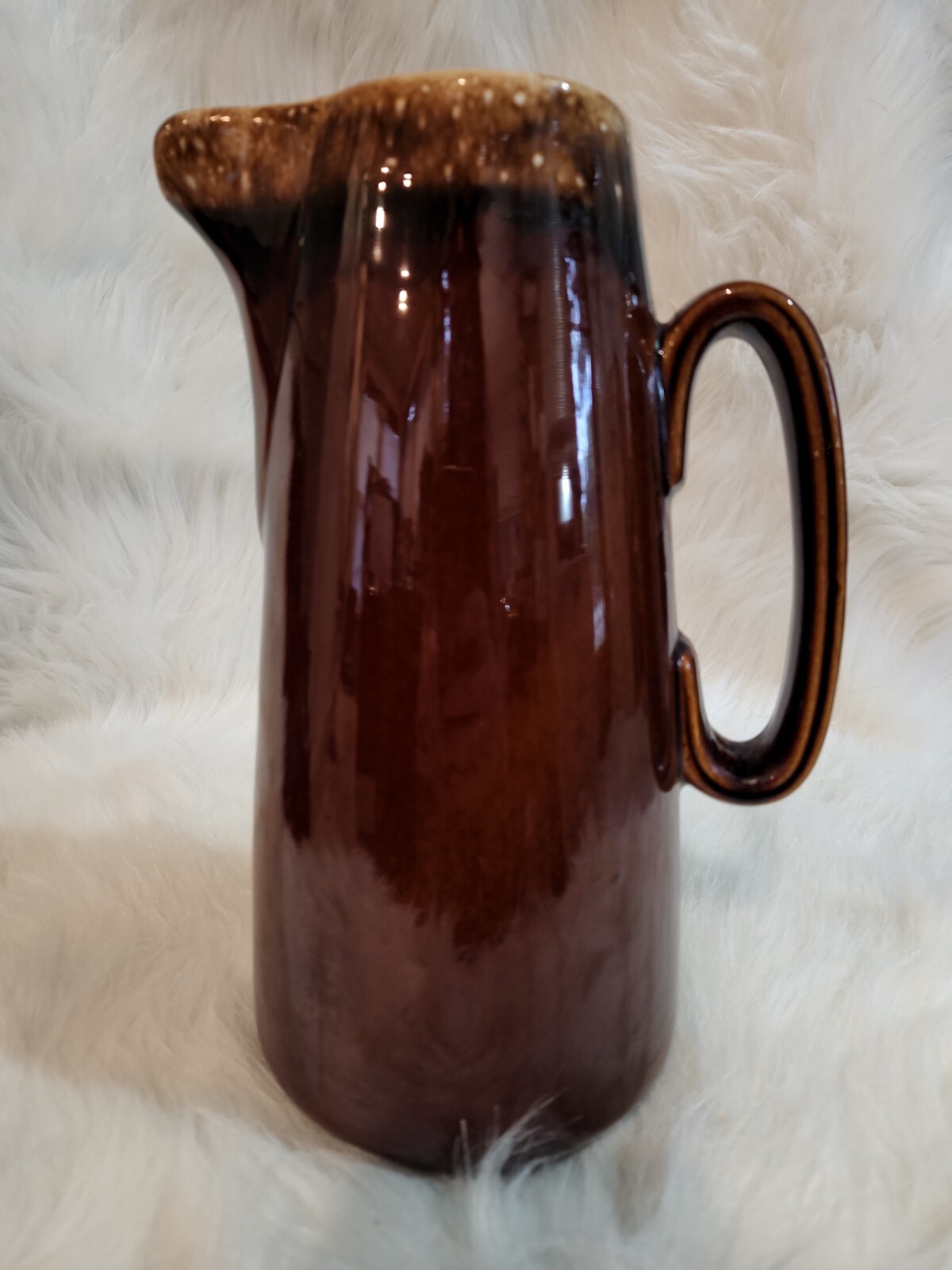 USA Hull Pottery Brown Drip Glaze Coffee Pot Server MCM Vintage No Lid