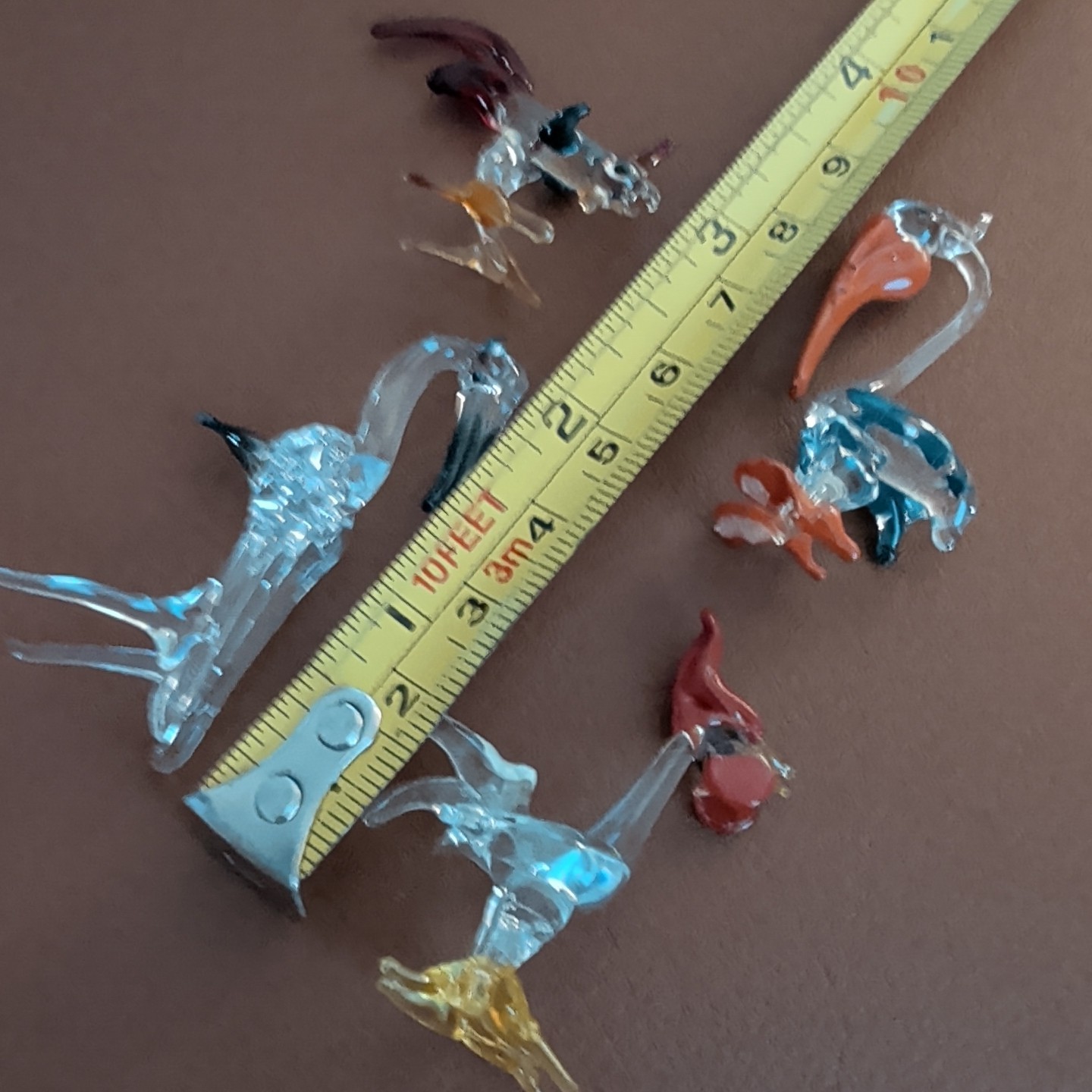 Vintage Hand Blown Glass Miniature Birds Lot of 4 Murano Style
