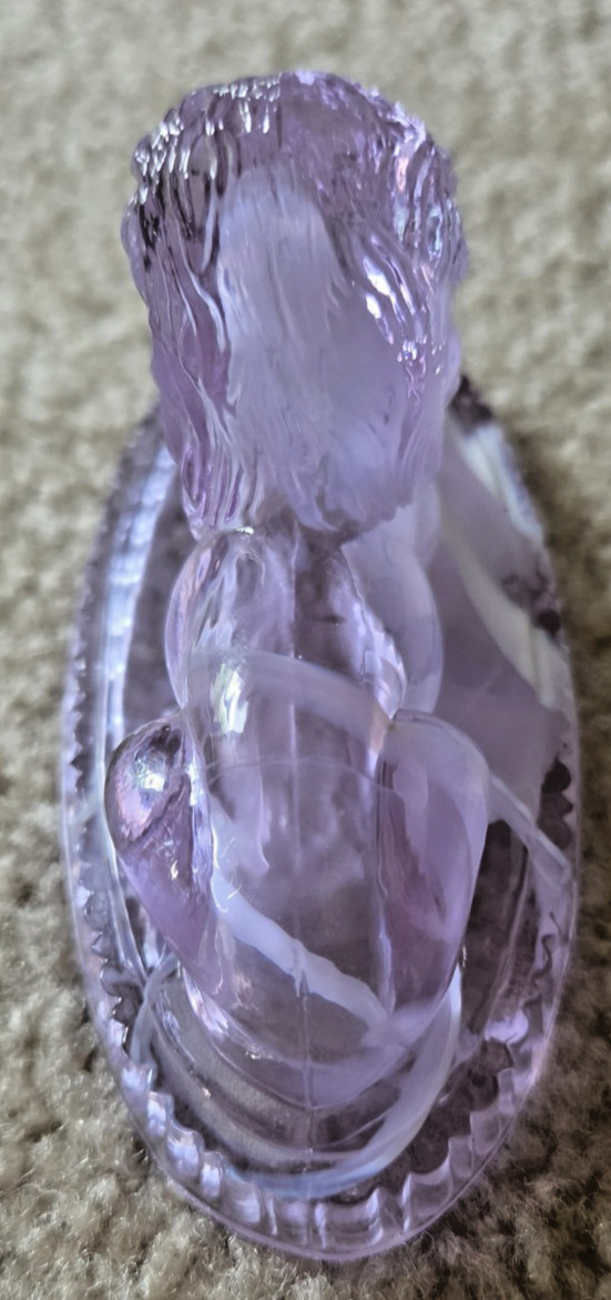 Summit Art Glass Oscar Lion Purple Milk Fig Paperweight Vogelsong