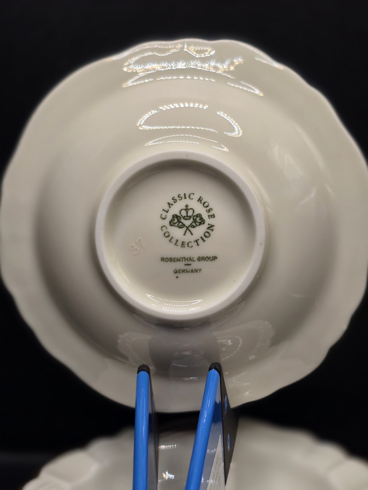 Set Of 4 Rosenthal Continental 4″ Ashtray Pompadour Moss Rose Ivory Gold Trinket